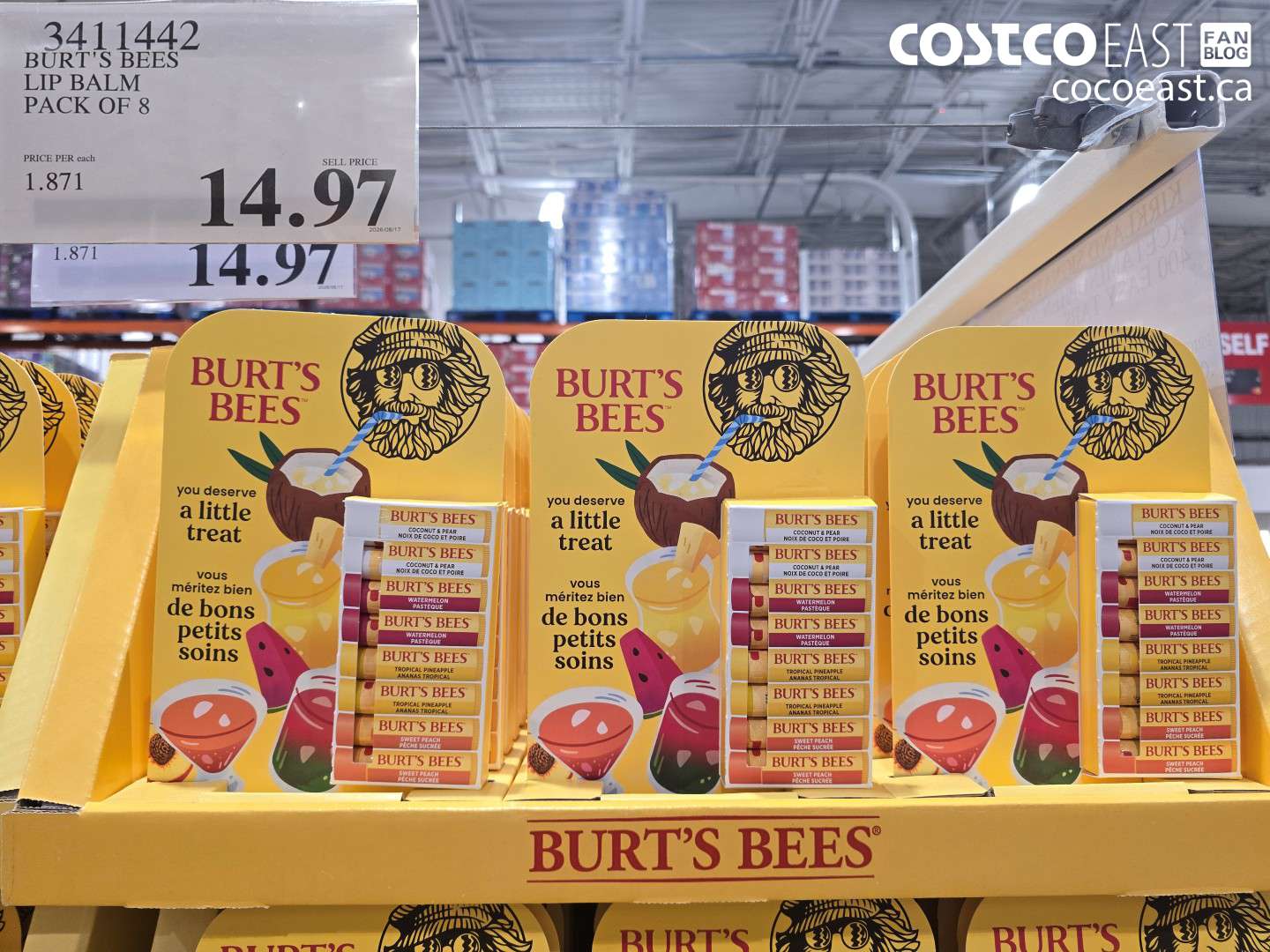 3411442 BURT'S BEES LIP BALM PACK OF 8 $14.97