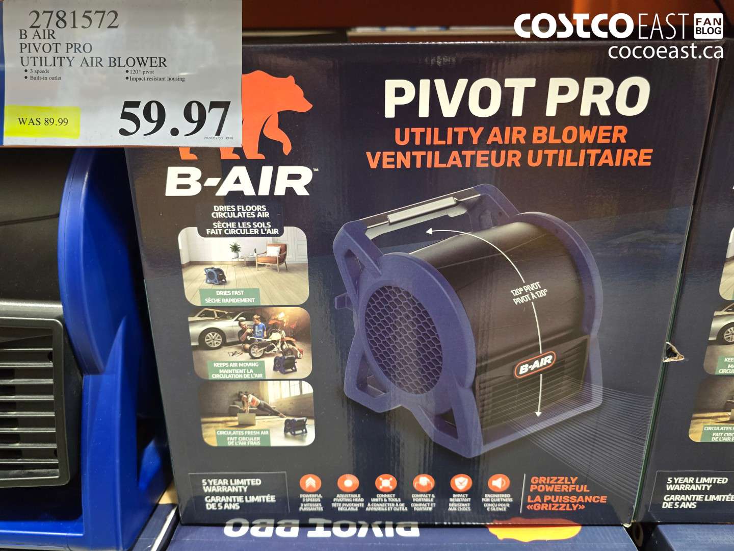 2781572 B AIR PIVOT PRO UTILITY AIR BLOWER $59.97