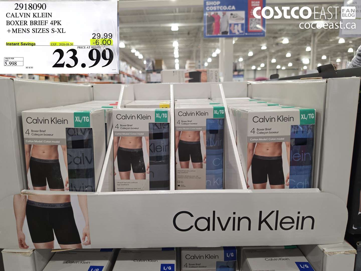 2918090 CALVIN KLEIN BOXER BRIEF 4PK MENS SIZES S-XL ($6.00 INSTANT SAVINGS EXPIRES ON 2026-08-30) $23.99