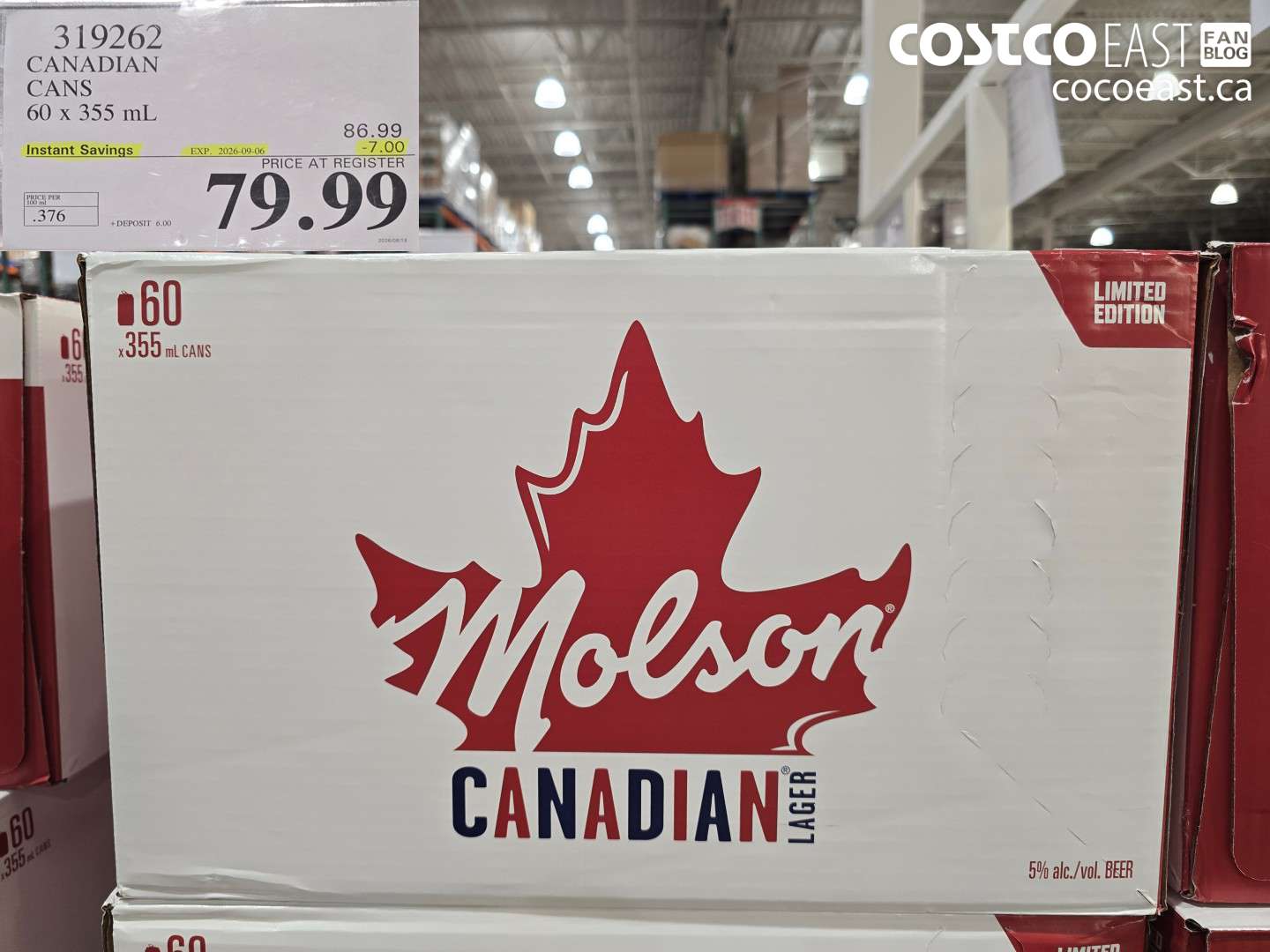 319262 CANADIAN CANS 60 X 355 ML ($7.00 INSTANT SAVINGS EXPIRES ON 2026-09-06) $79.99