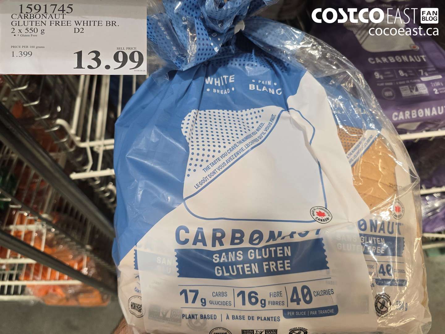 1591745 CARBONAUT GLUTEN FREE WHITE BR. 2 X 550 G $13.99