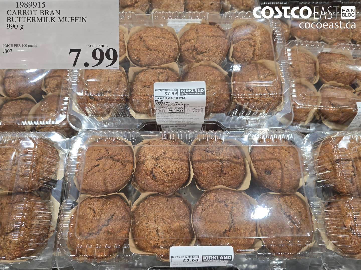 1989915 CARROT BRAN BUTTERMILK MUFFIN 990 G $7.99