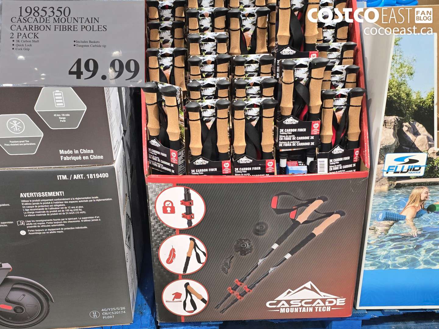 1985350 CASCADE MOUNTAIN CAARBON FIBRE POLES 2 PACK $49.99