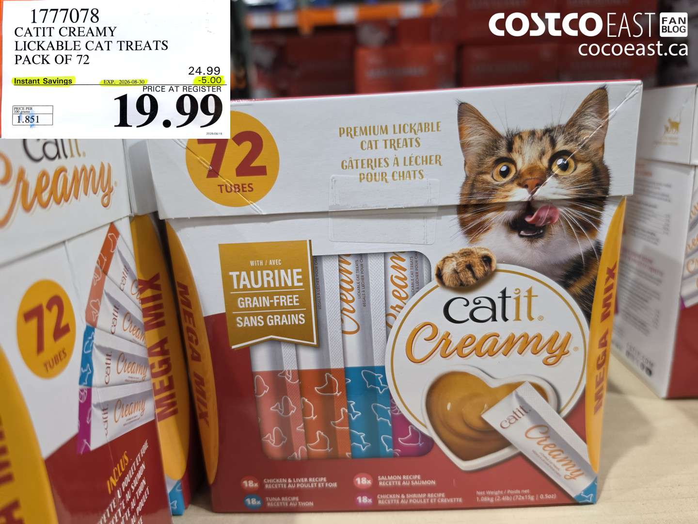 1777078 CATIT CREAMY LICKABLE CAT TREATS PACK OF 72 ($5.00 INSTANT SAVINGS EXPIRES ON 2026-08-30) $19.99