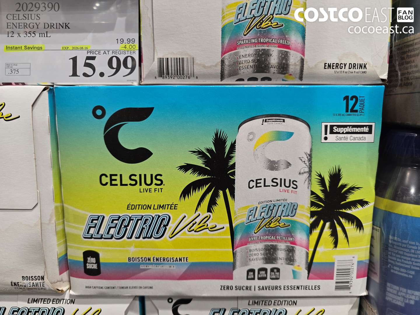 2029390 CELSIUS ENERGY DRINK 12 X 355 ML ($4.00 INSTANT SAVINGS EXPIRES ON 2026-08-16) $15.99