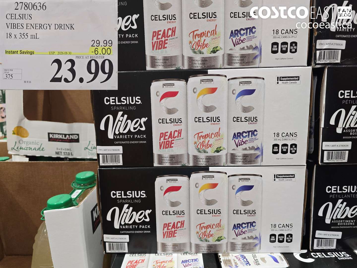 2780636 CELSIUS VIBES ENERGY DRINK 18 X 355 ML ($6.00 INSTANT SAVINGS EXPIRES ON 2026-08-30) $23.99