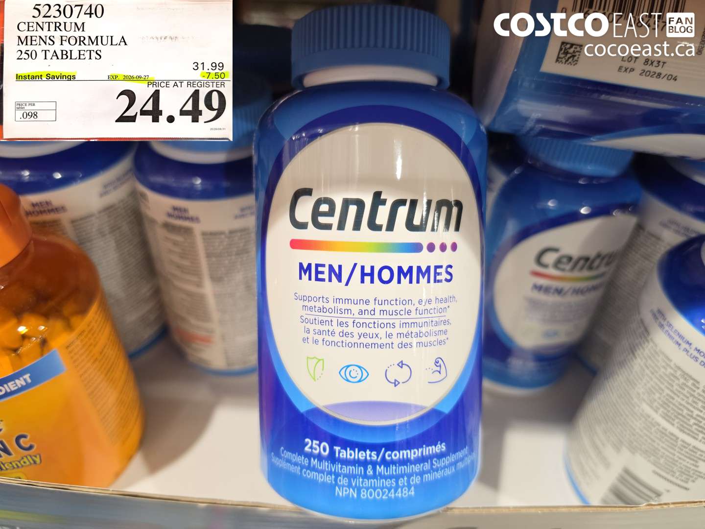 5230740 CENTRUM MENS FORMULA 250 TABLETS ($7.50 INSTANT SAVINGS EXPIRES ON 2026-09-27) $24.49