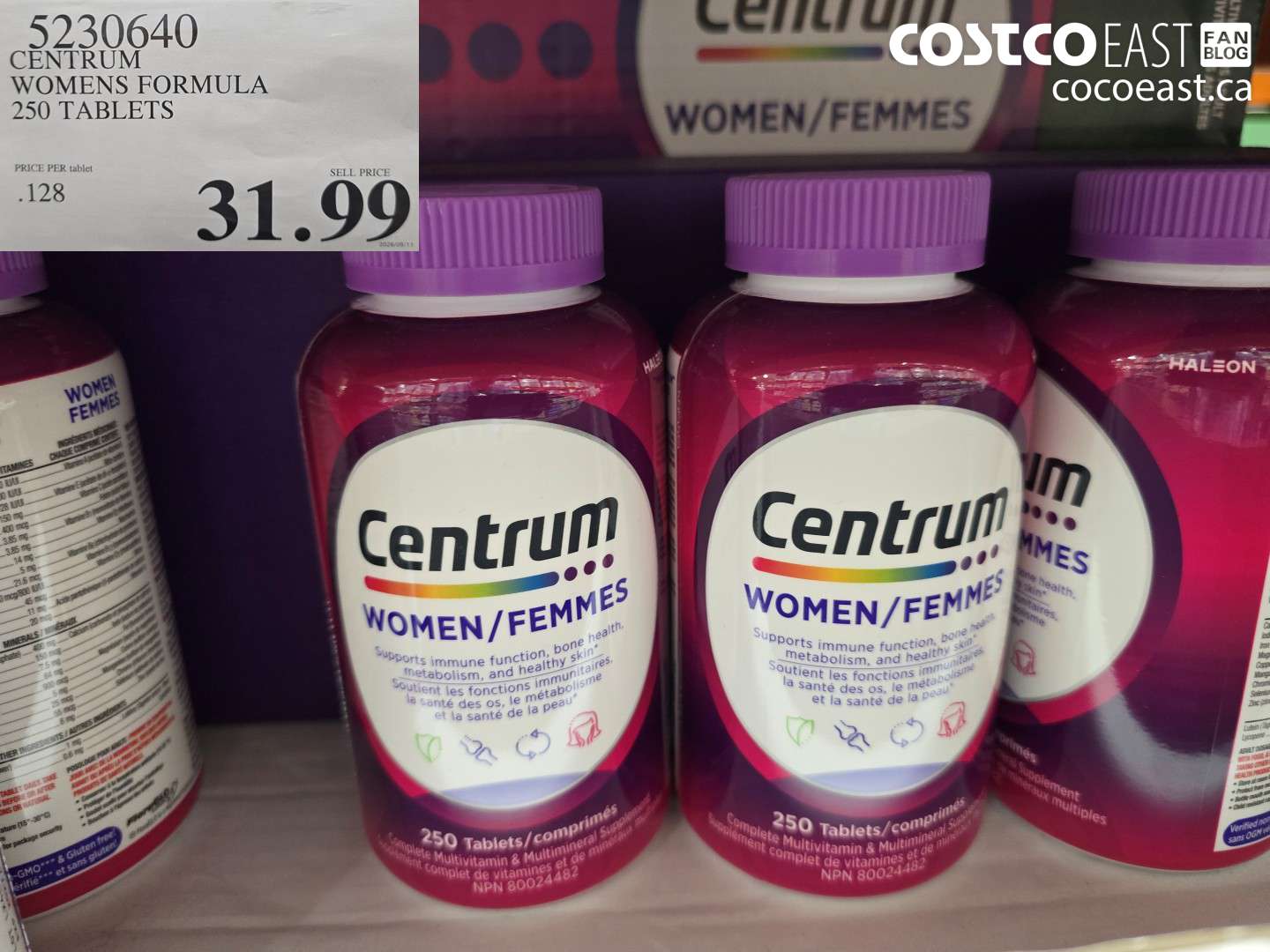 5230640 CENTRUM WOMENS FORMULA 250 TABLETS $31.99