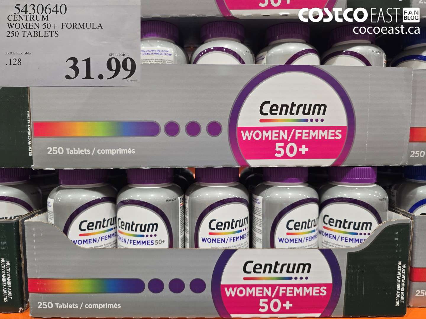 5430640 CENTRUM WOMEN 50+ FORMULA 250 TABLETS $31.99