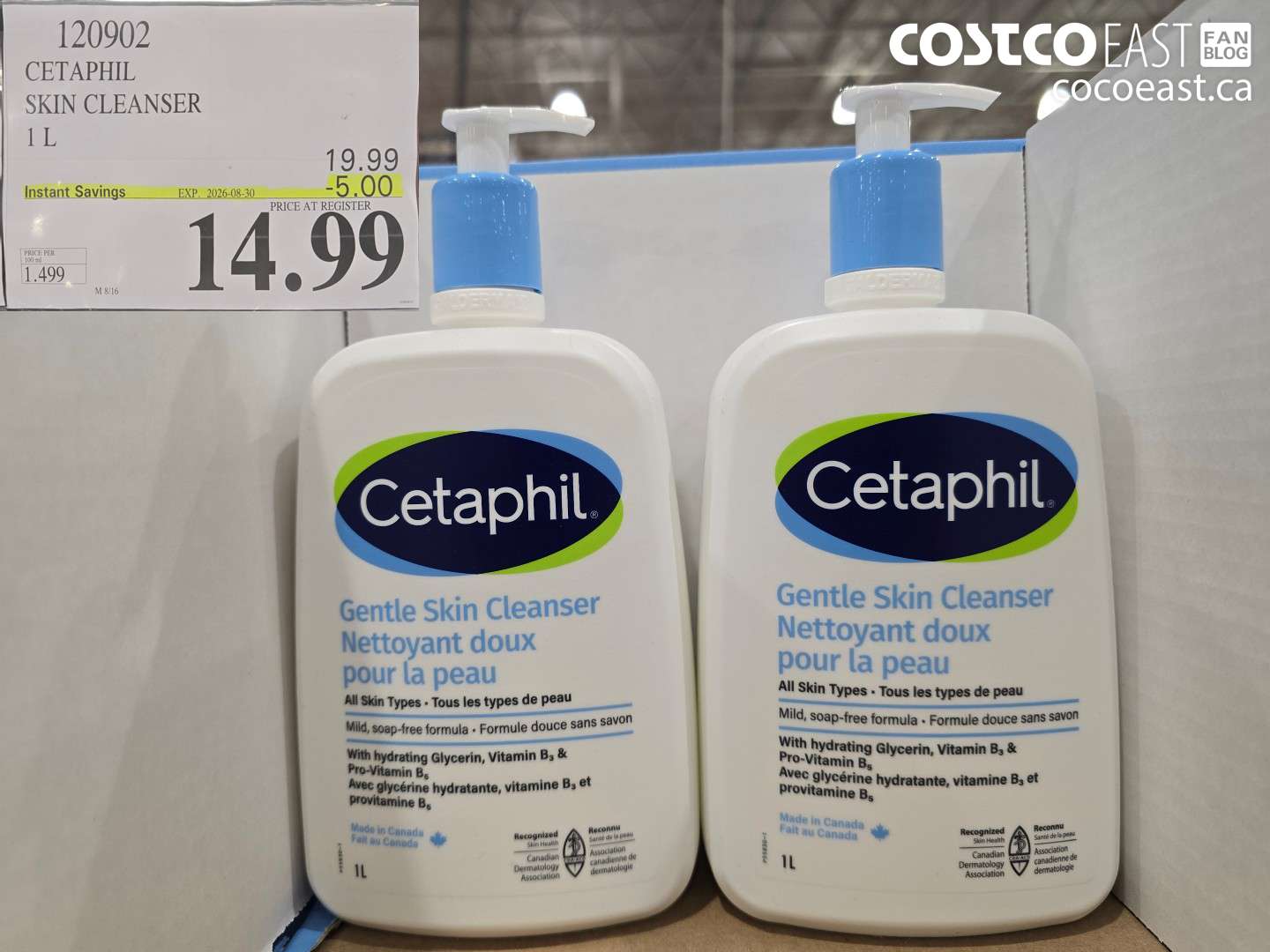 120902 CETAPHIL SKIN CLEANSER 1 L ($5.00 INSTANT SAVINGS EXPIRES ON 2026-08-30) $14.99