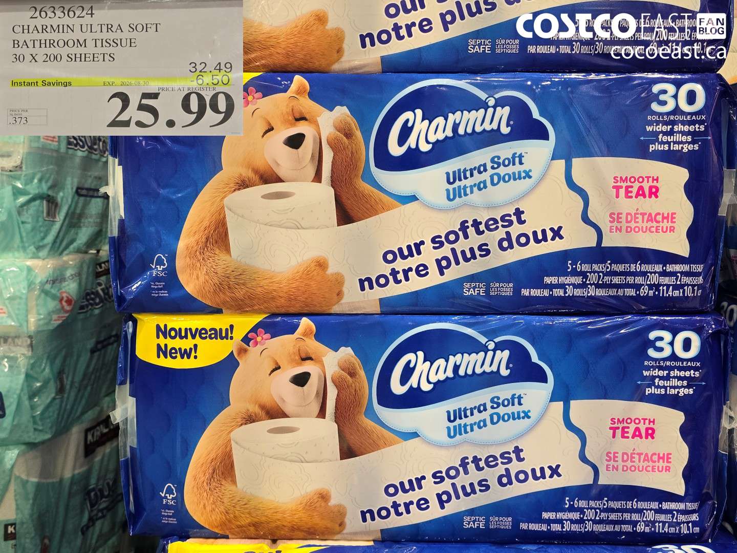 2633624 CHARMIN ULTRA SOFT BATHROOM TISSUE 30 X 200 SHEETS ($6.50 INSTANT SAVINGS EXPIRES ON 2026-08-30) $25.99