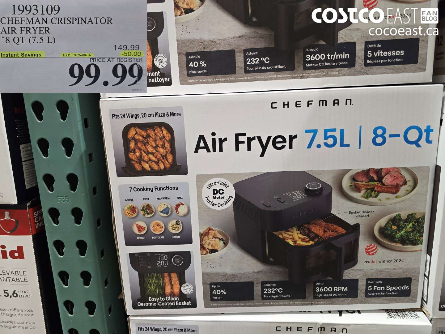 1993109 CHEFMAN CRISPINATOR AIR FRYER 8 QT (7.5 L) ($50.00 INSTANT SAVINGS EXPIRES ON 2026-08-16) $99.99