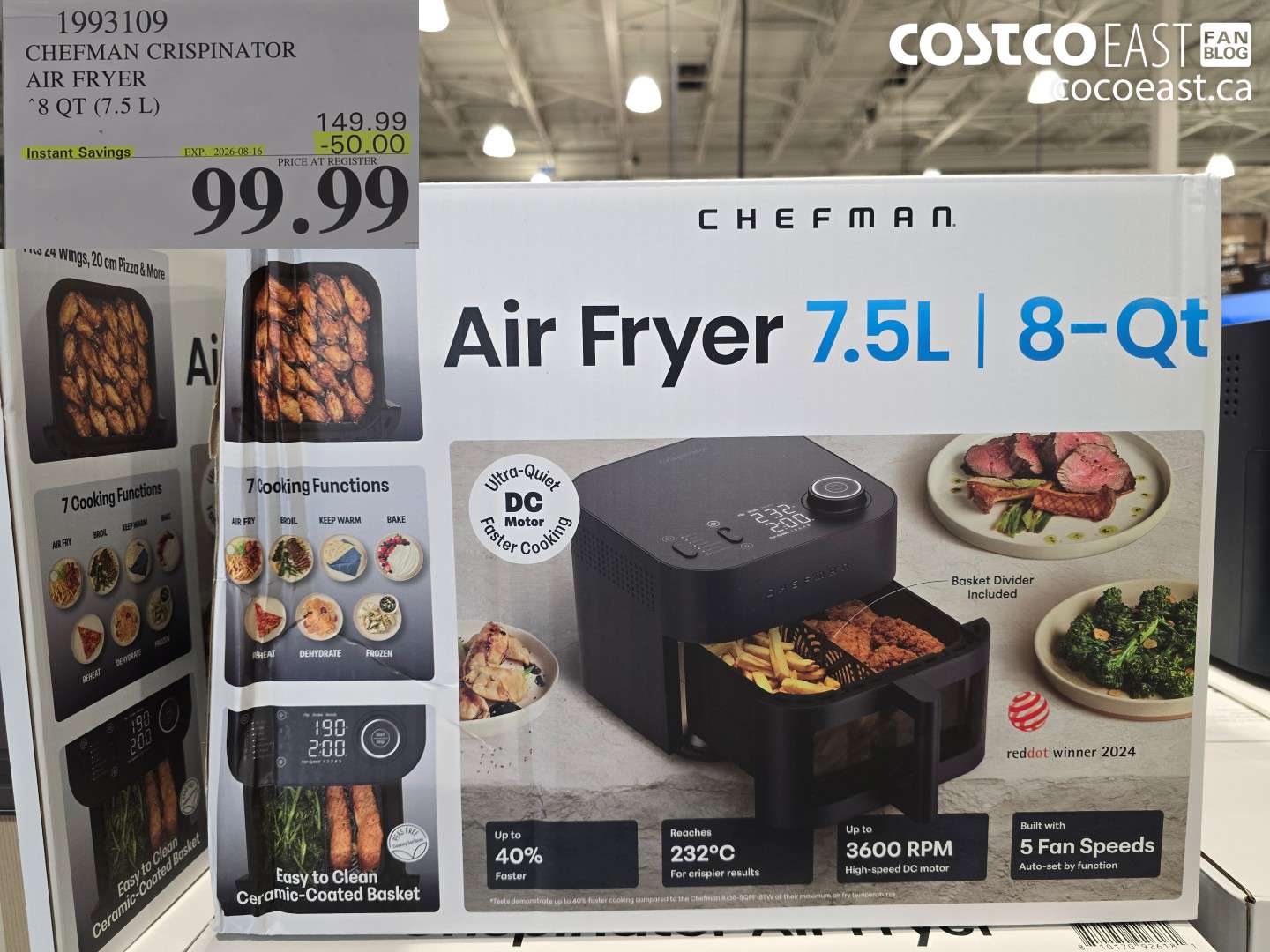 1993109 CHEFMAN CRISPINATOR AIR FRYER 8 QT (7.5 L) ($50.00 INSTANT SAVINGS EXPIRES ON 2026-08-16) $99.99