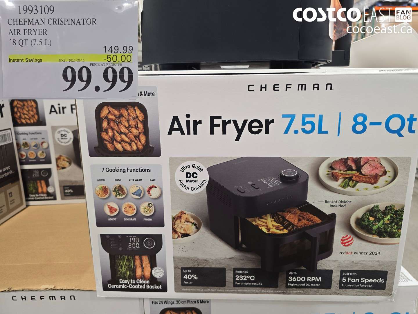 1993109 CHEFMAN CRISPINATOR AIR FRYER 8 QT (7.5 L) ($50.00 INSTANT SAVINGS EXPIRES ON 2026-08-16) $99.99