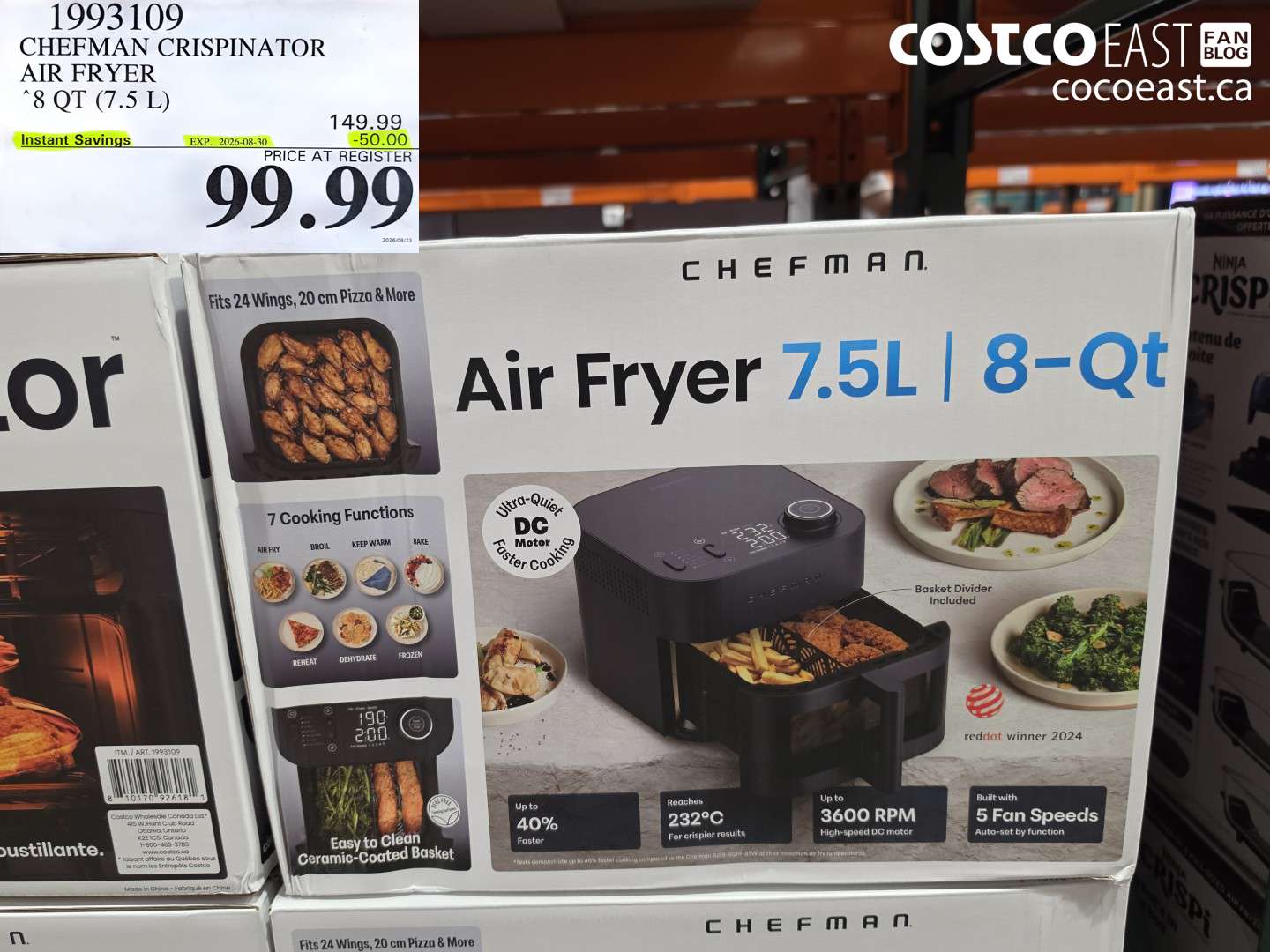 1993109 CHEFMAN CRISPINATOR AIR FRYER 8 QT (7.5 L) ($50.00 INSTANT SAVINGS EXPIRES ON 2026-08-30) $99.99
