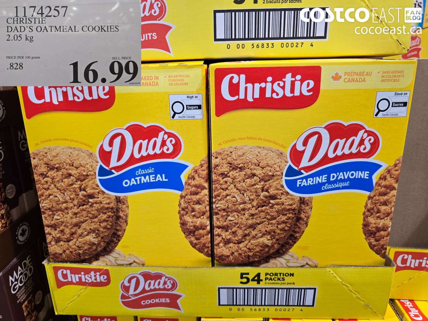 1174257 CHRISTIE DAD'S OATMEAL COOKIES 2.05 KG $16.99