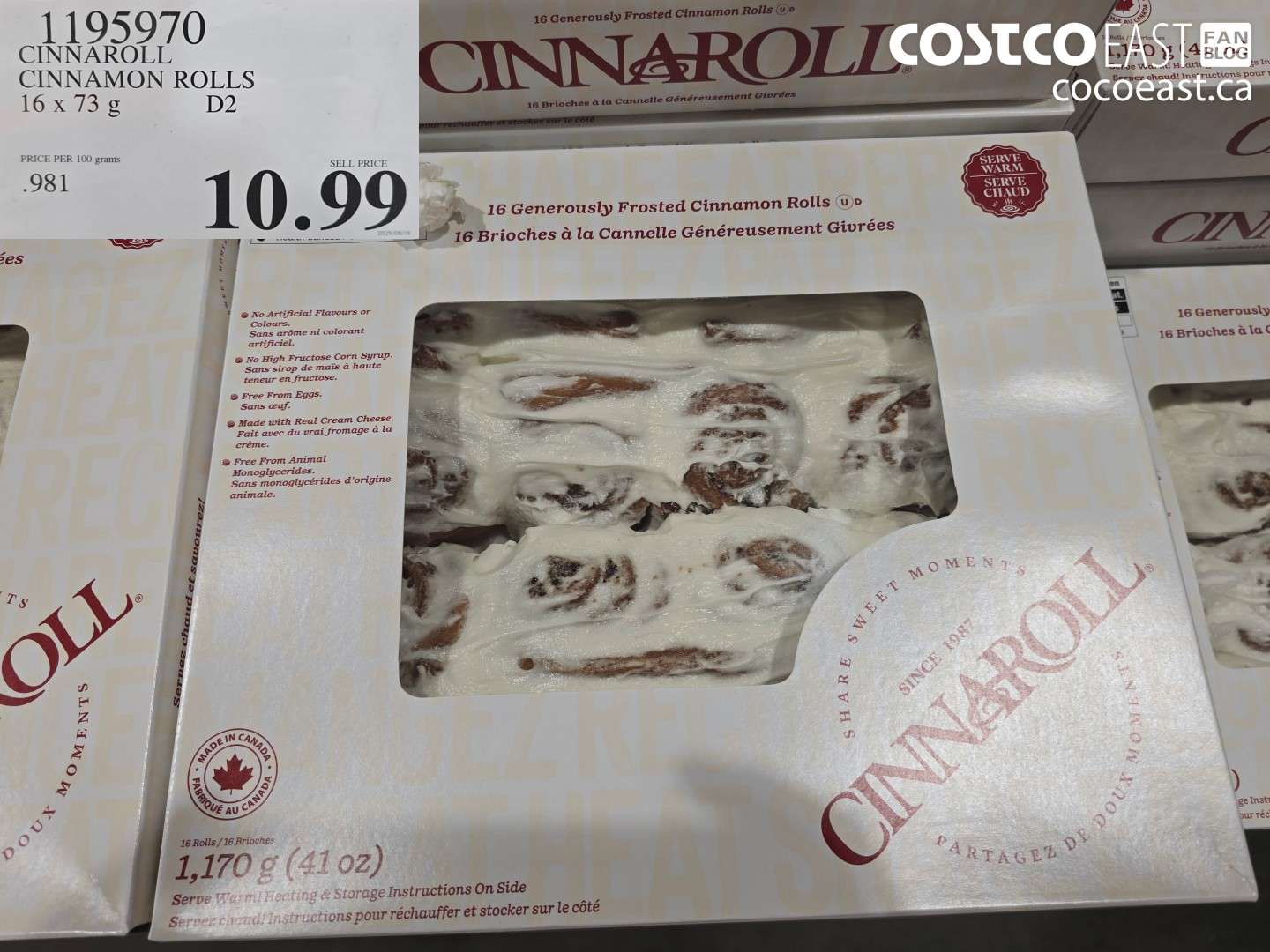 1195970 CINNAROLL CINNAMON ROLLS 16 X 73 G $10.99