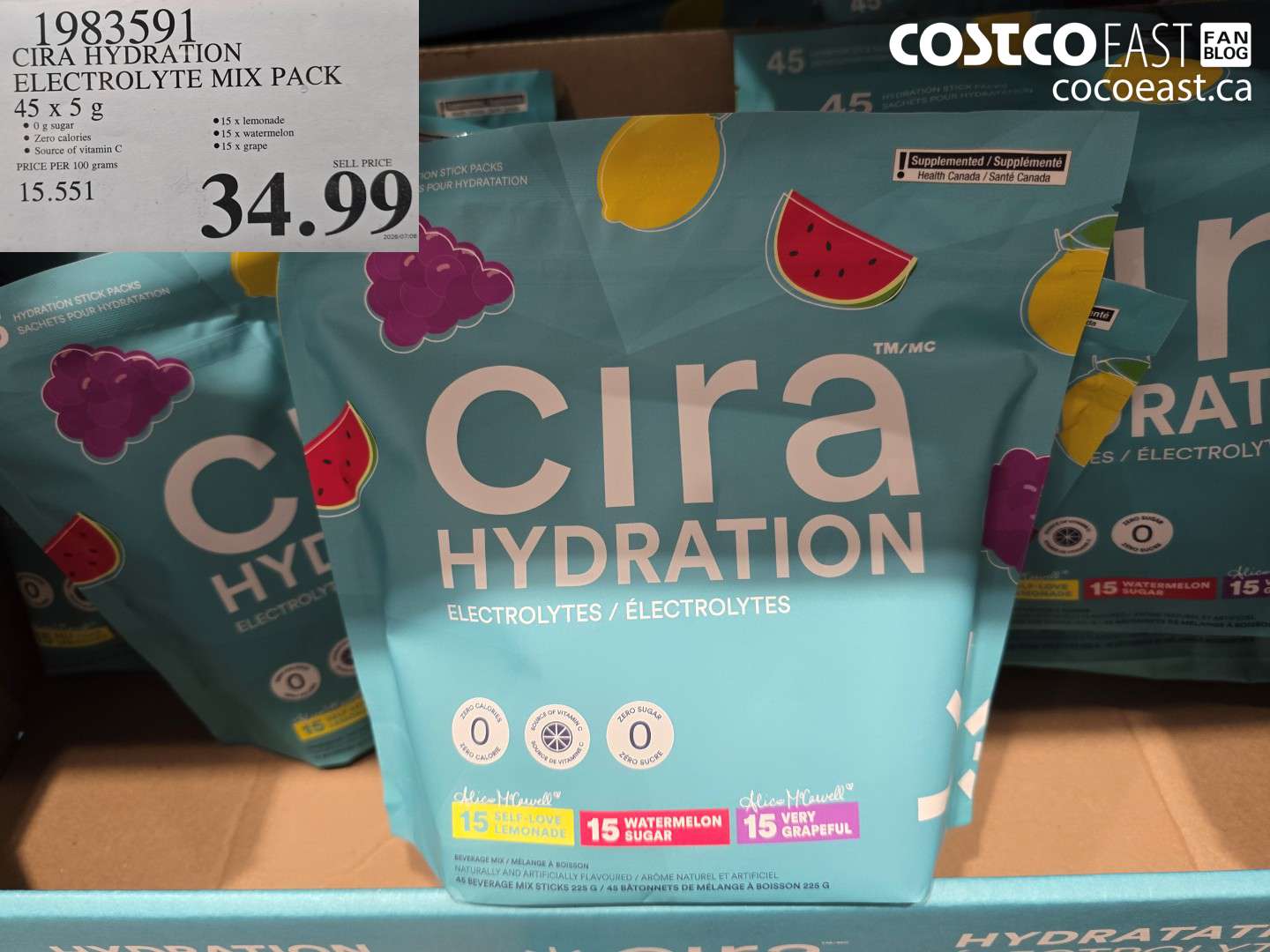 1983591 CIRA HYDRATION ELECTROLYTE MIX PACK 45 X 5 G $34.99