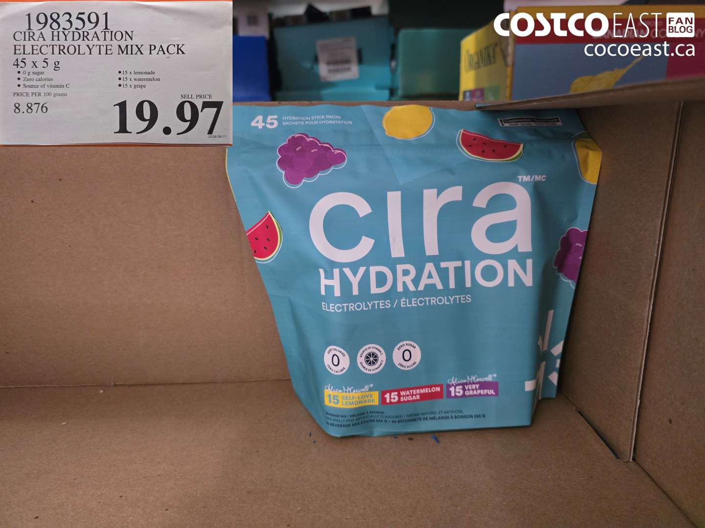 1983591 CIRA HYDRATION ELECTROLYTE MIX PACK 45 X 5 G $19.97