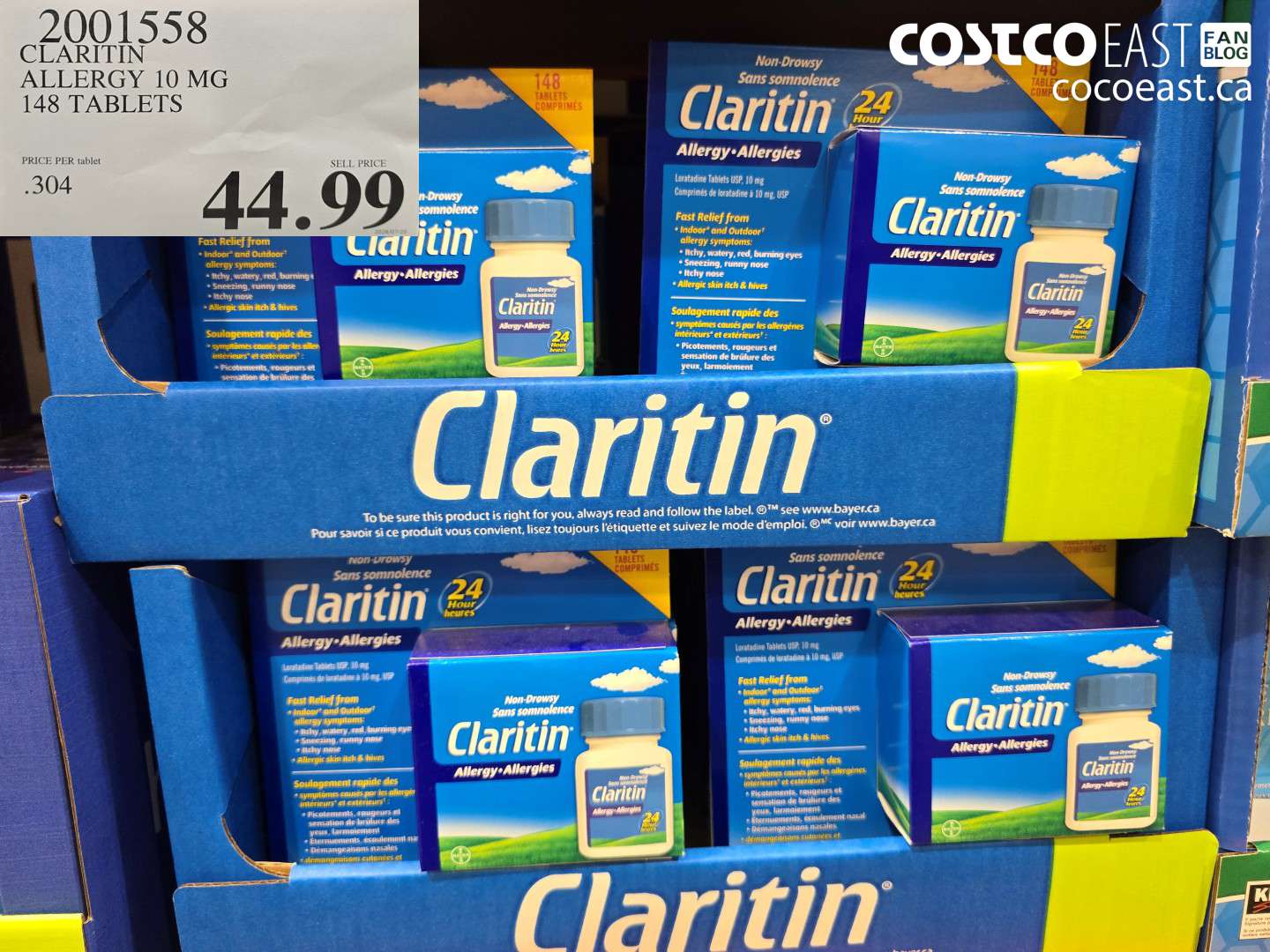 2001558 CLARITIN ALLERGY 10 MG 148 TABLETS $44.99