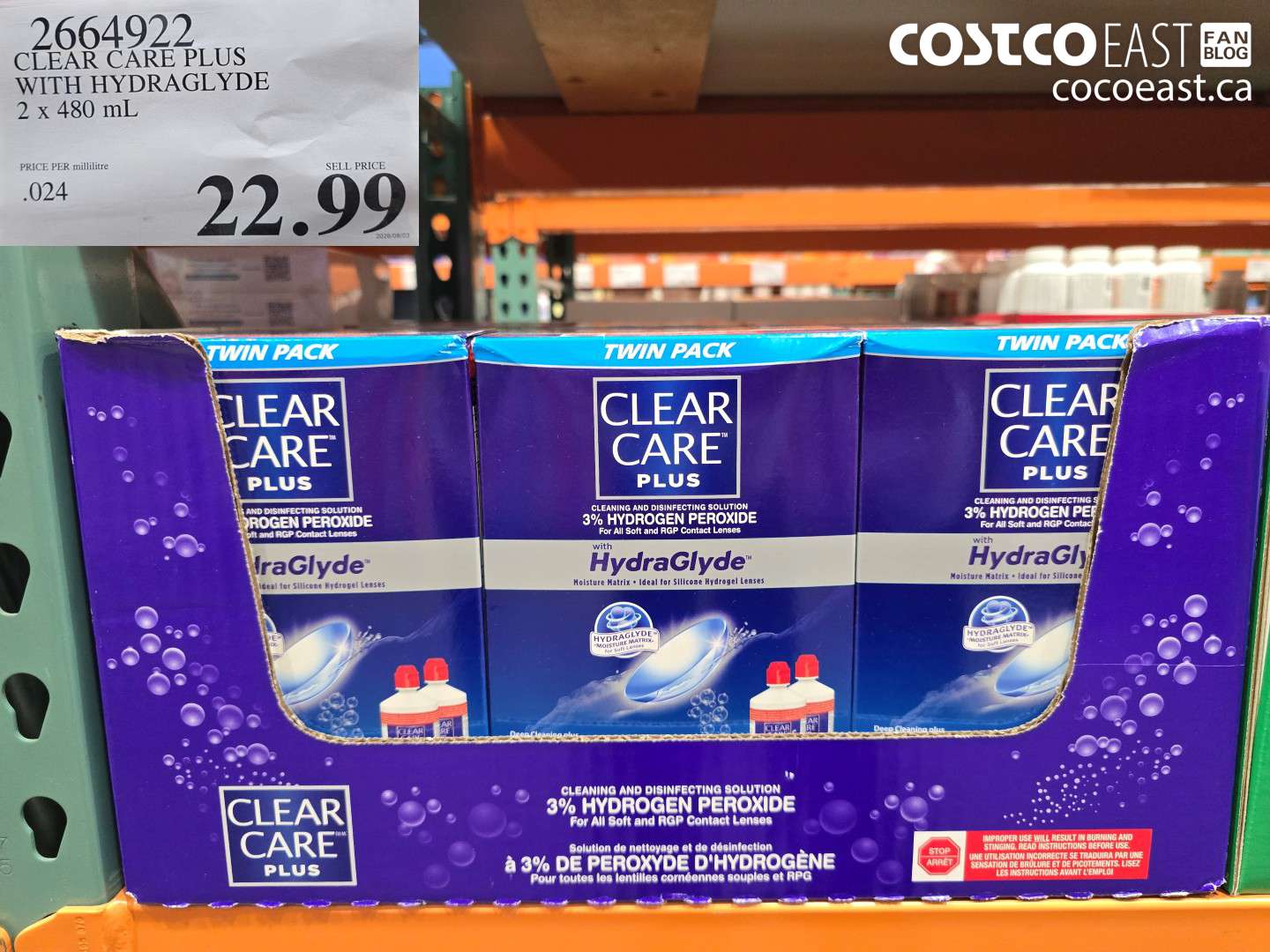 2664922 CLEAR CARE PLUS WITH HYDRAGLYDE 2 X 480 ML $22.99