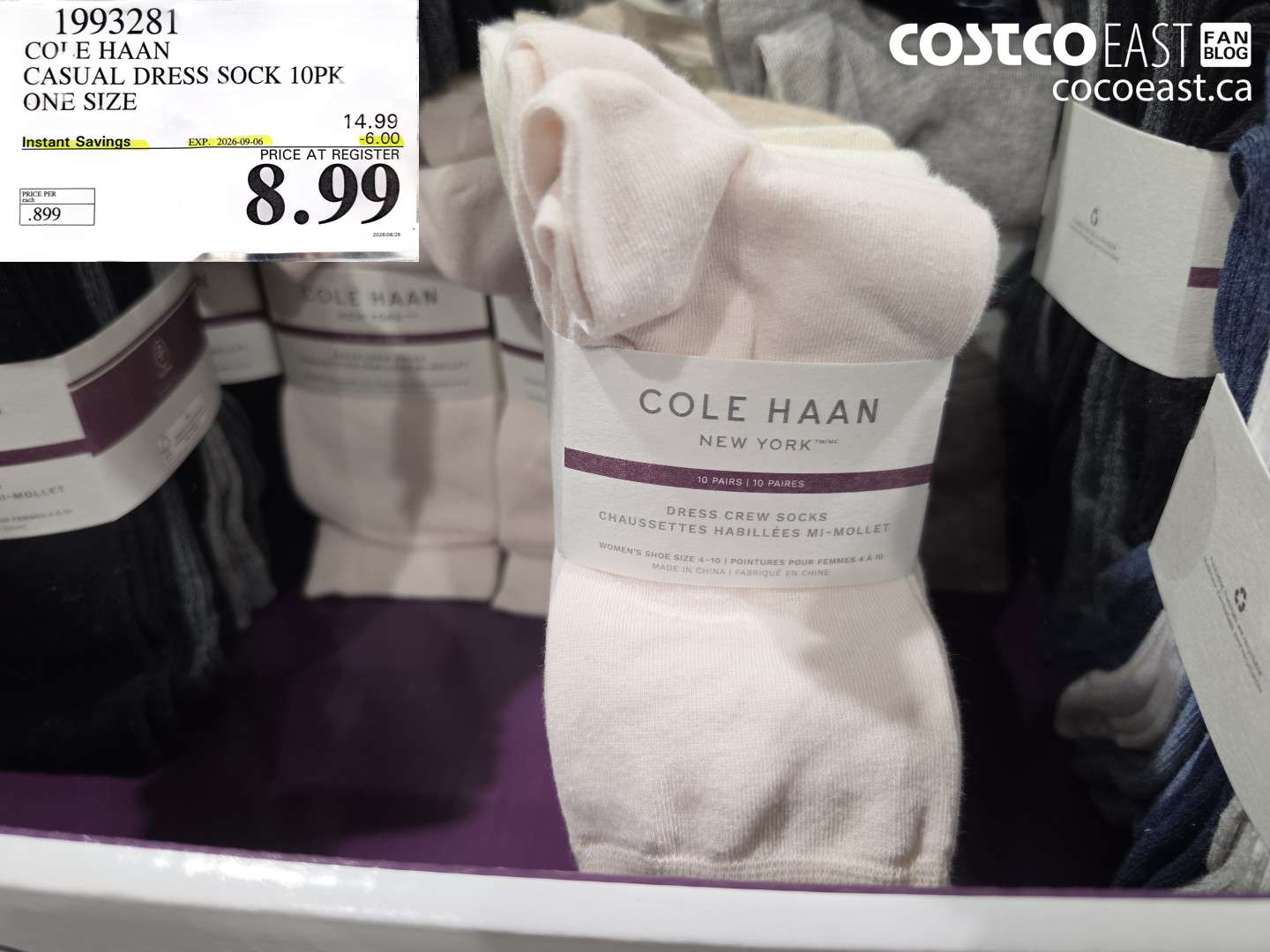1993281 COLE HAAN CASUAL DRESS SOCK 10PK ONE SIZE ($6.00 INSTANT SAVINGS EXPIRES ON 2026-09-06) $8.99