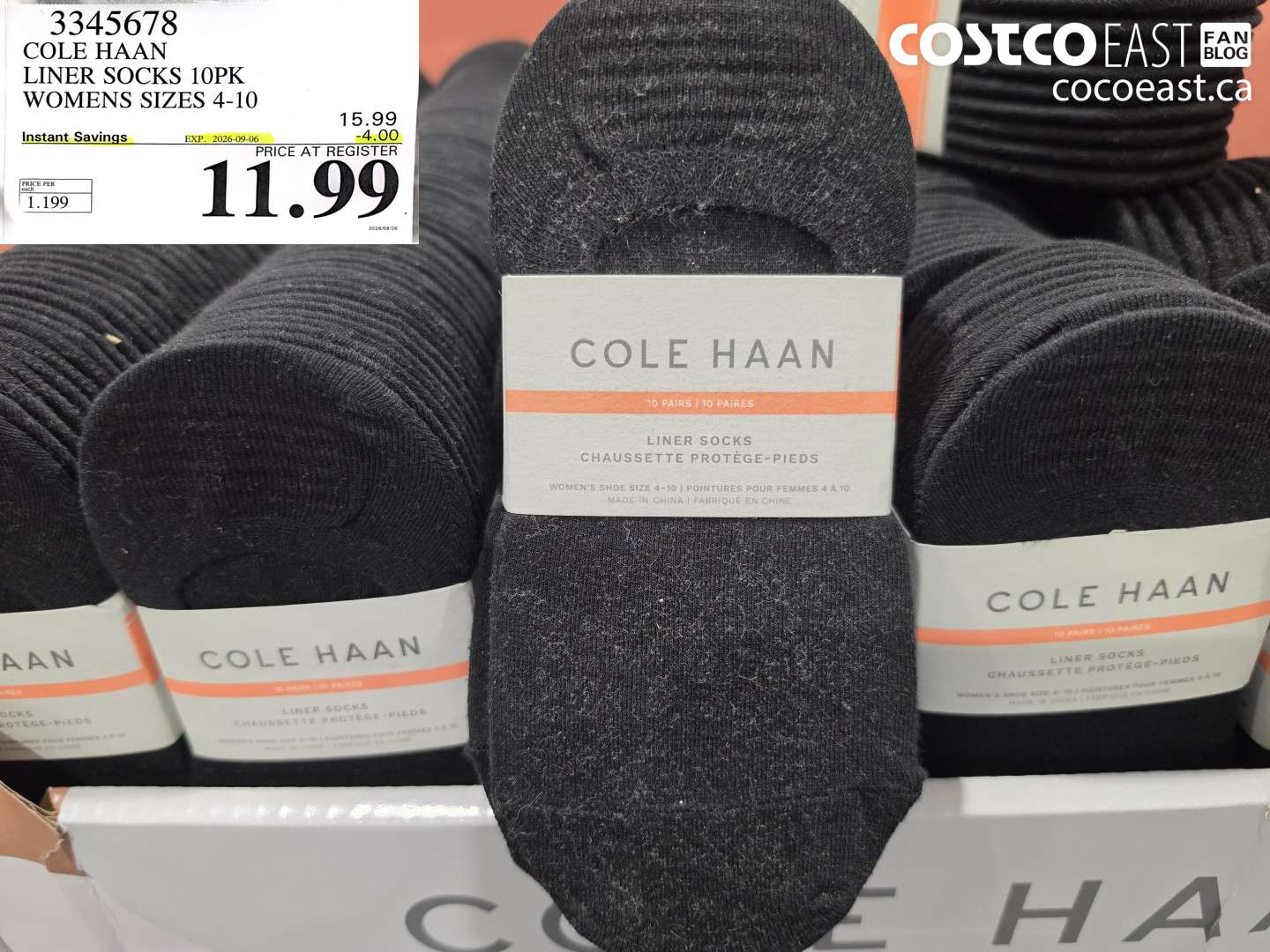 3345678 COLE HAAN LINER SOCKS 10PK WOMENS SIZES 4-10 ($4.00 INSTANT SAVINGS EXPIRES ON 2026-09-06) $11.99