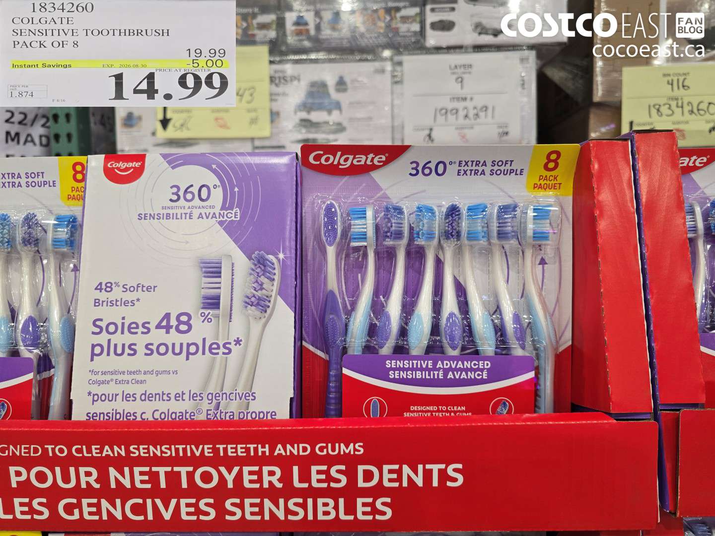 1834260 COLGATE SENSITIVE TOOTHBRUSH PACK OF 8 ($5.00 INSTANT SAVINGS EXPIRES ON 2026-08-30) $14.99