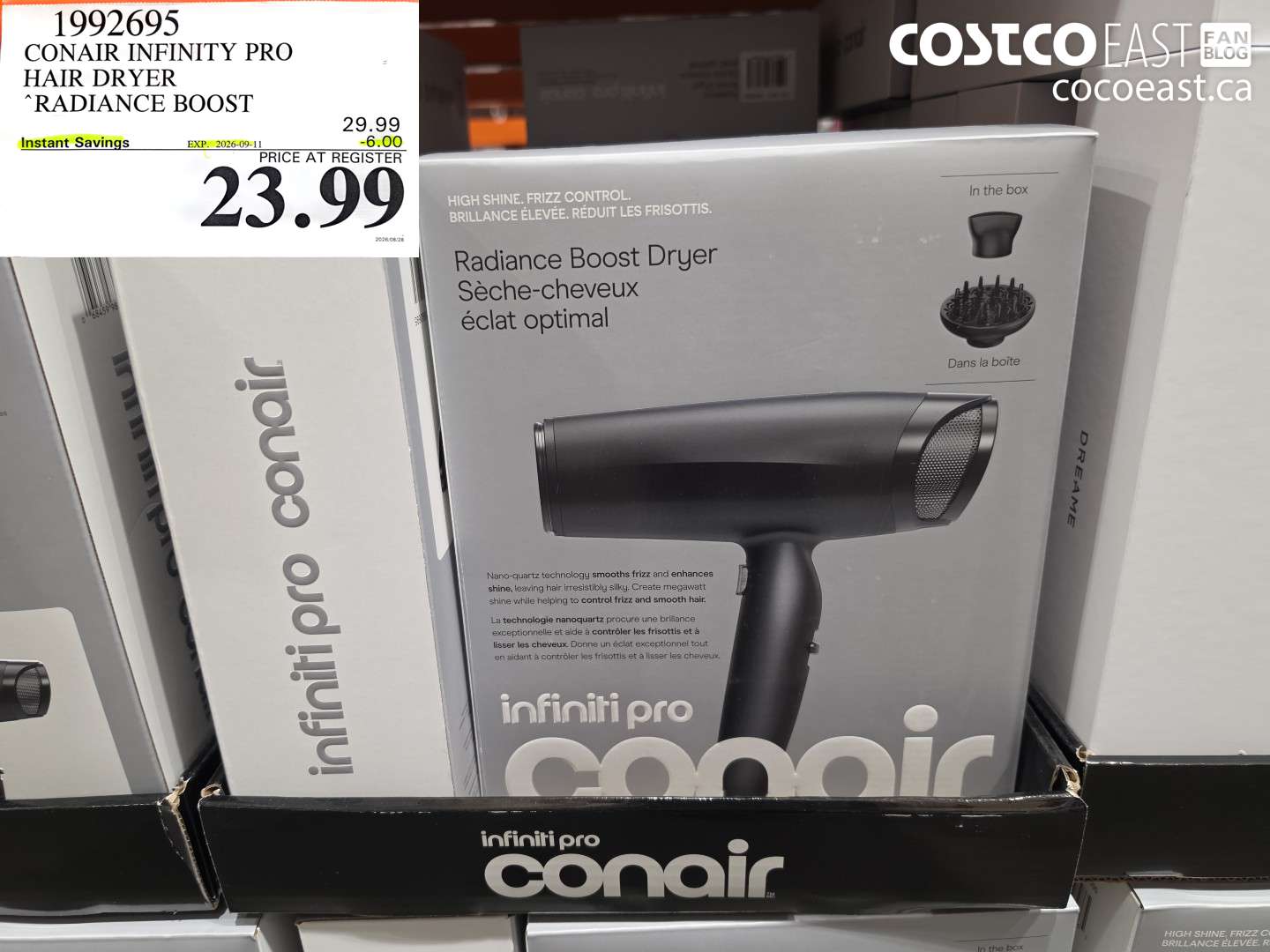 1992695 CONAIR INFINITY PRO HAIR DRYER RADIANCE BOOST ($6.00 INSTANT SAVINGS EXPIRES ON 2026-09-11) $23.99