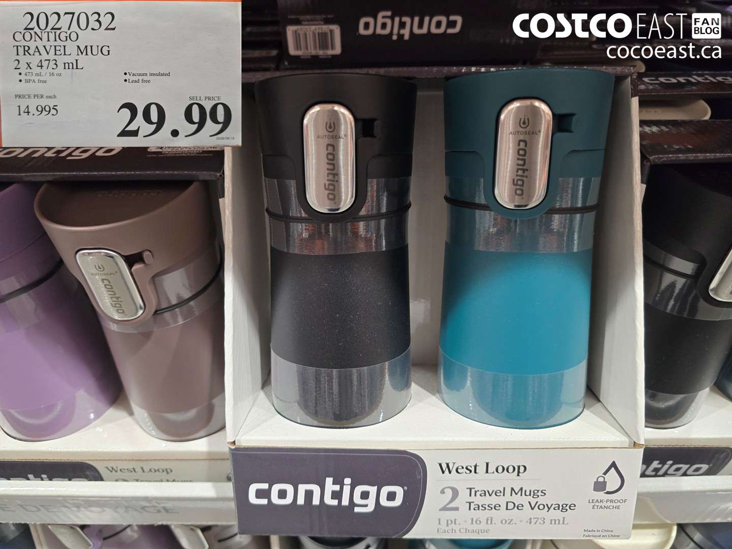 2027032 CONTIGO TRAVEL MUG 2 X 473 ML $29.99