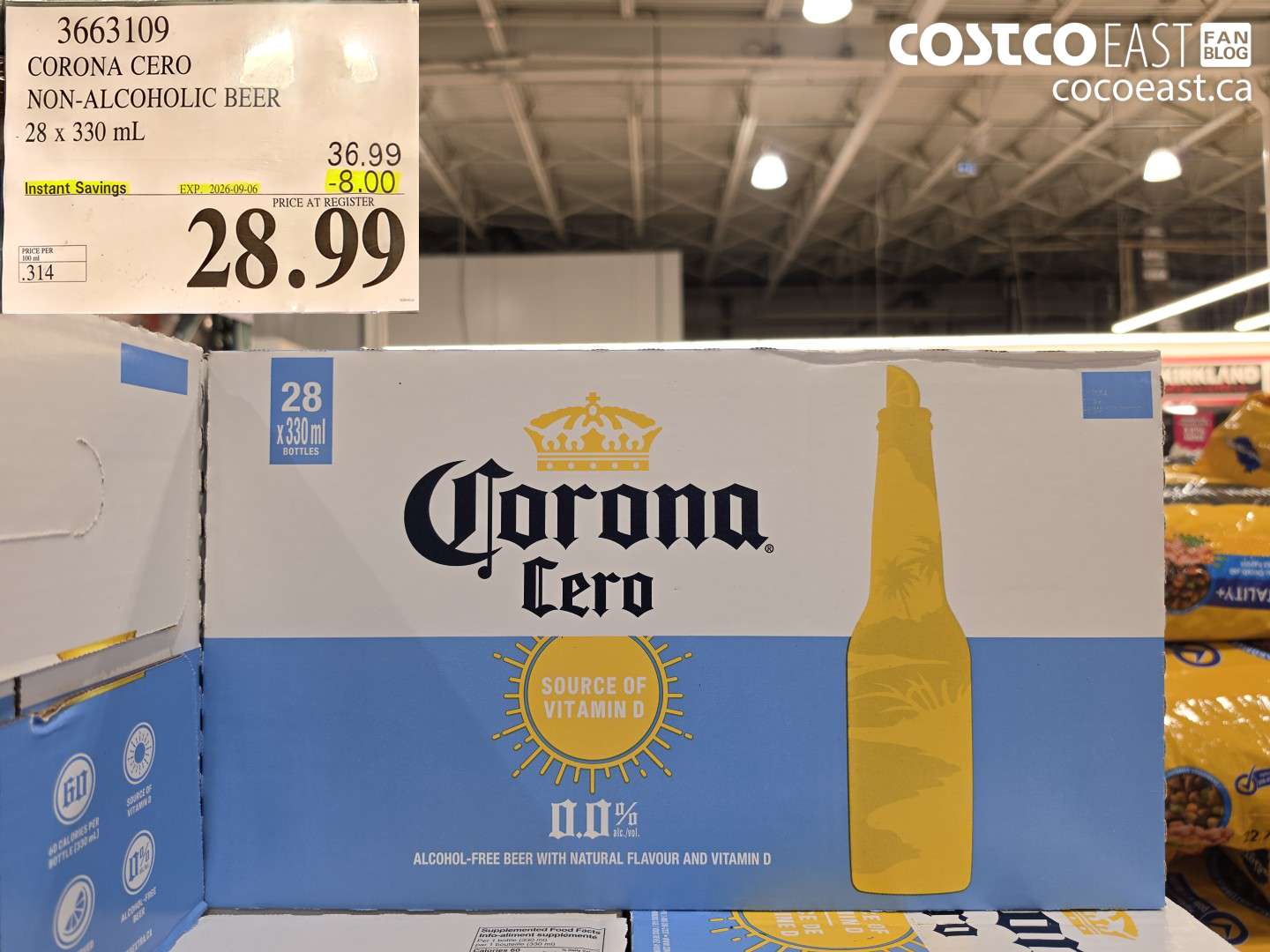 3663109 CORONA CERO NON-ALCOHOLIC BEER 28 X 330 ML ($8.00 INSTANT SAVINGS EXPIRES ON 2026-09-06) $28.99