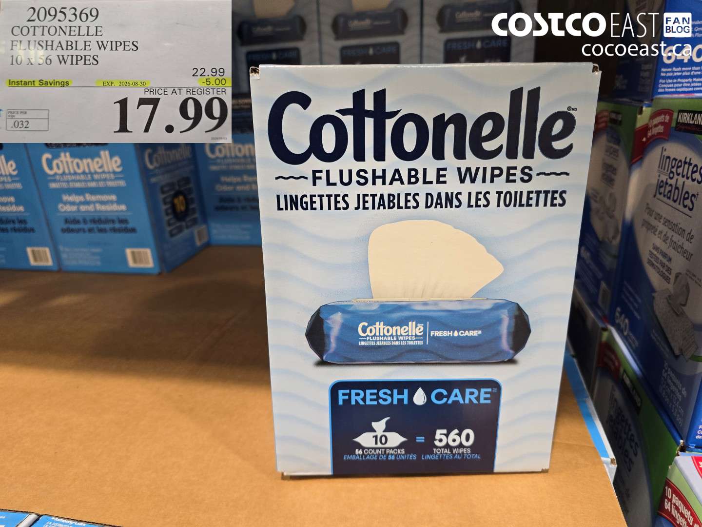 2095369 COTTONELLE FLUSHABLE WIPES 10 X 56 WIPES ($5.00 INSTANT SAVINGS EXPIRES ON 2026-08-30) $17.99