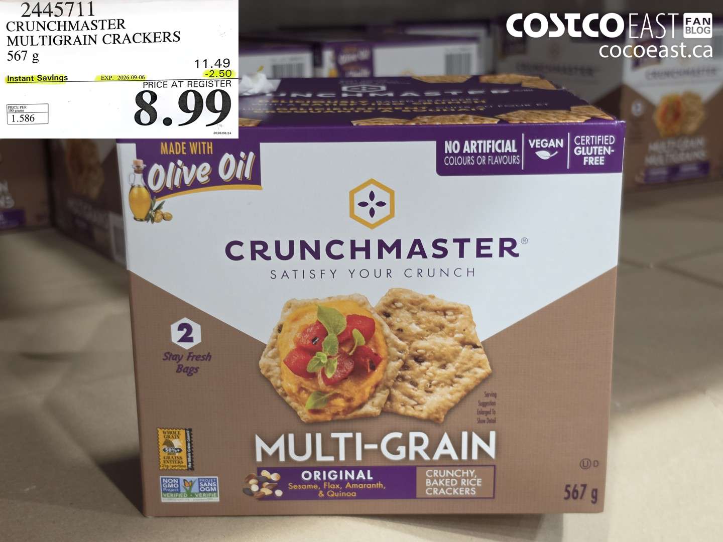 2445711 CRUNCHMASTER MULTIGRAIN CRACKERS 567 G ($2.50 INSTANT SAVINGS EXPIRES ON 2026-09-06) $8.99