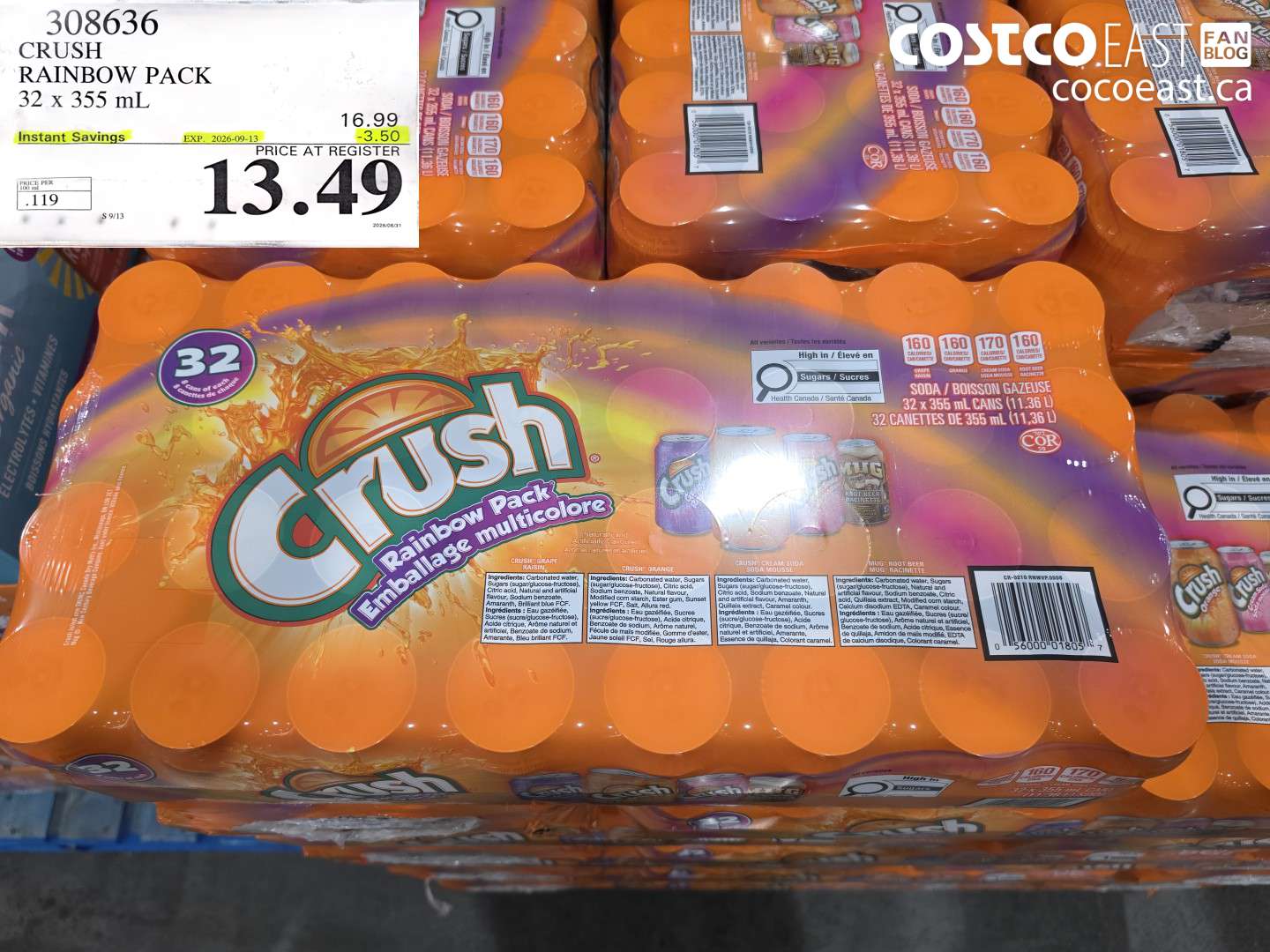308636 CRUSH RAINBOW PACK 32 X 355 ML ($3.50 INSTANT SAVINGS EXPIRES ON 2026-09-13) $13.49