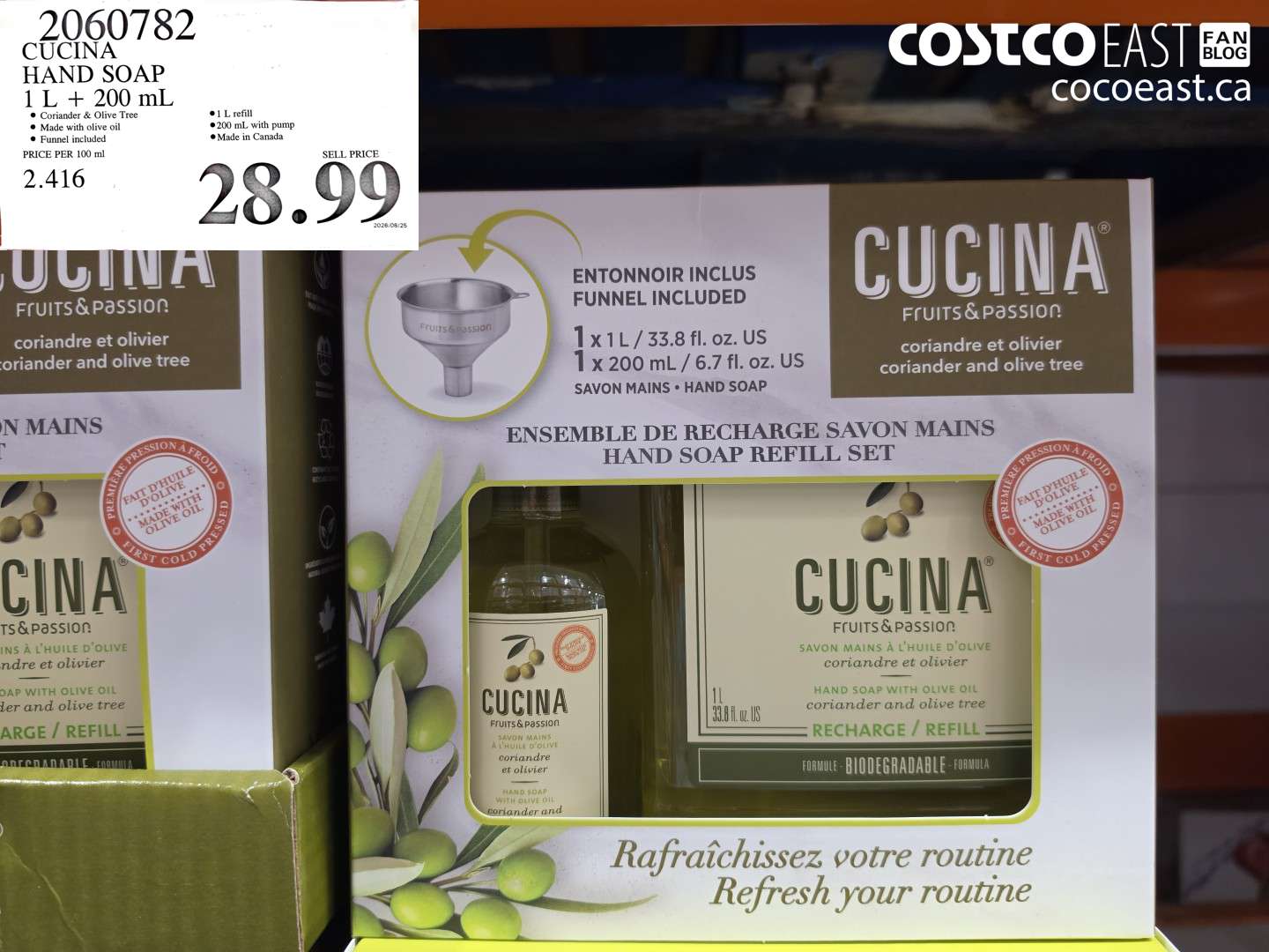 2060782 CUCINA HAND SOAP 1 L + 200 ML $28.99