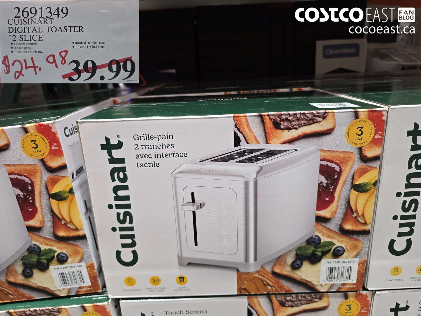 2691349 CUISINART DIGITAL TOASTER 2 SLICE $24.98
