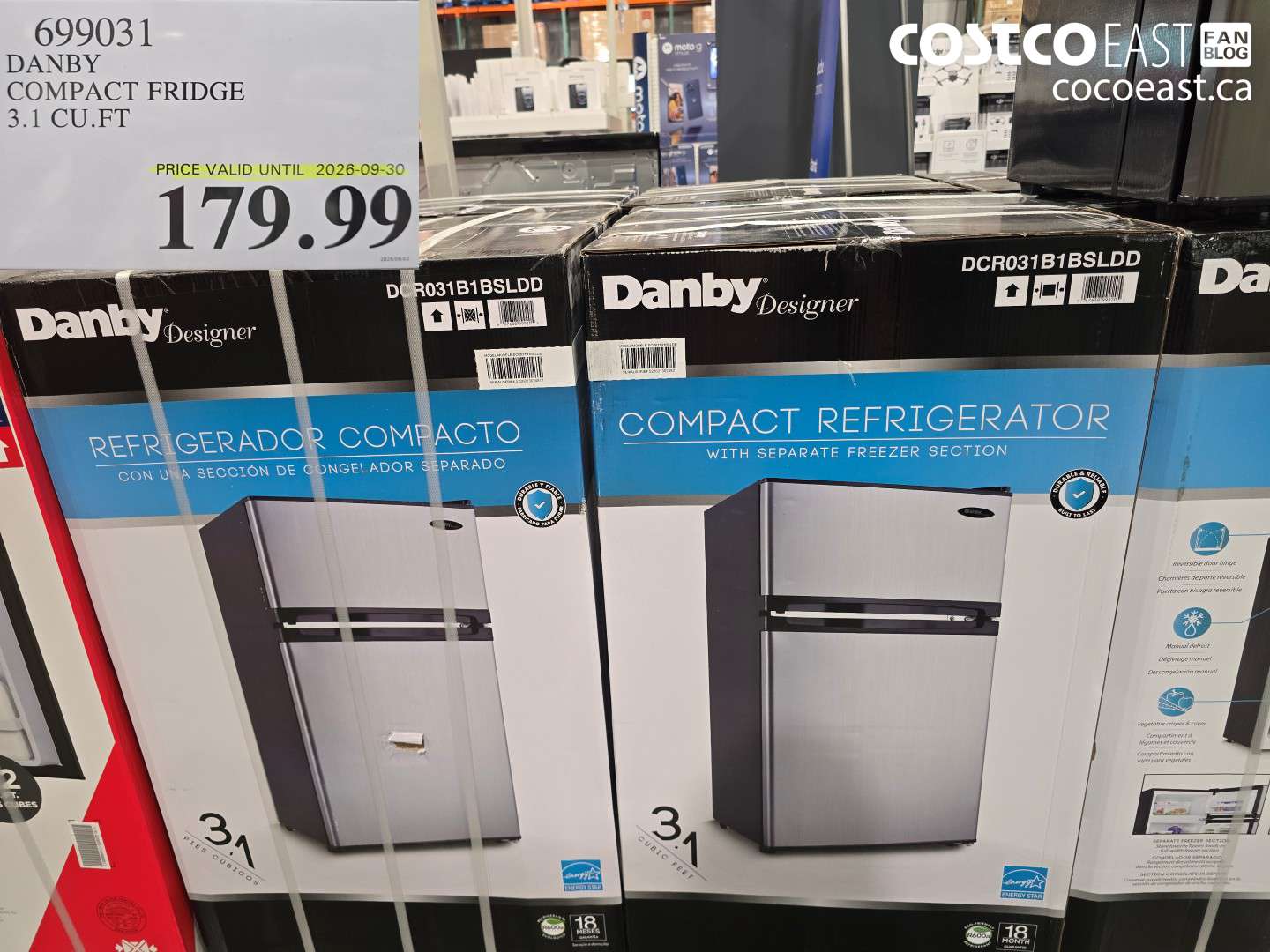 699031 DANBY COMPACT FRIDGE 3.1 CU.FT $179.99