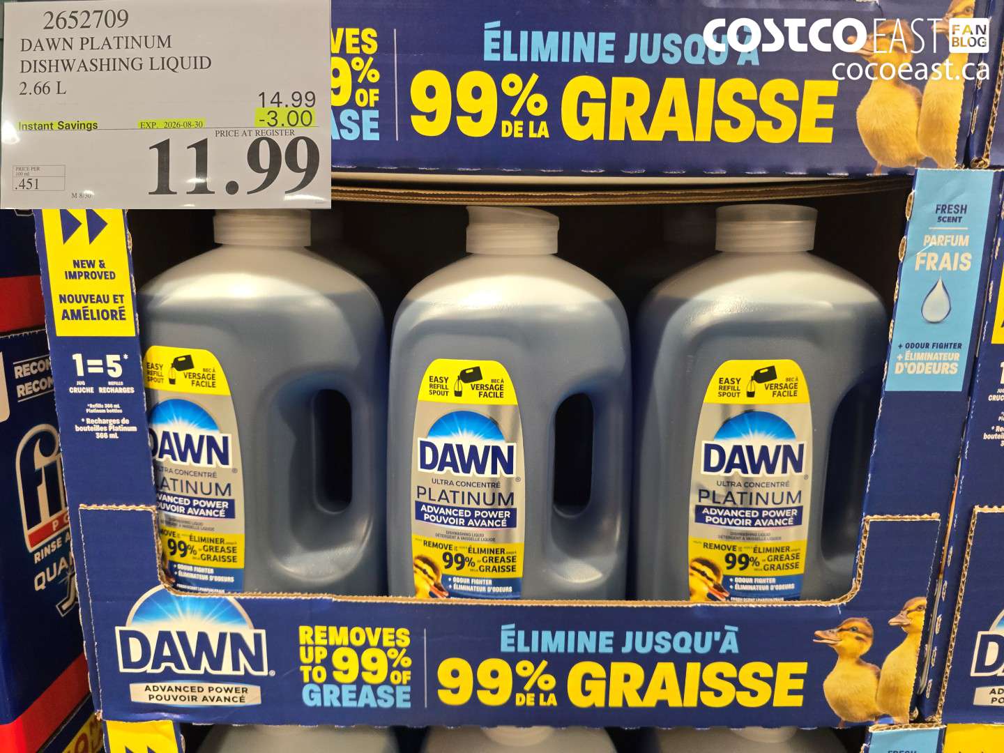 2652709 DAWN PLATINUM DISHWASHING LIQUID 2.66 L ($3.00 INSTANT SAVINGS EXPIRES ON 2026-08-30) $11.99