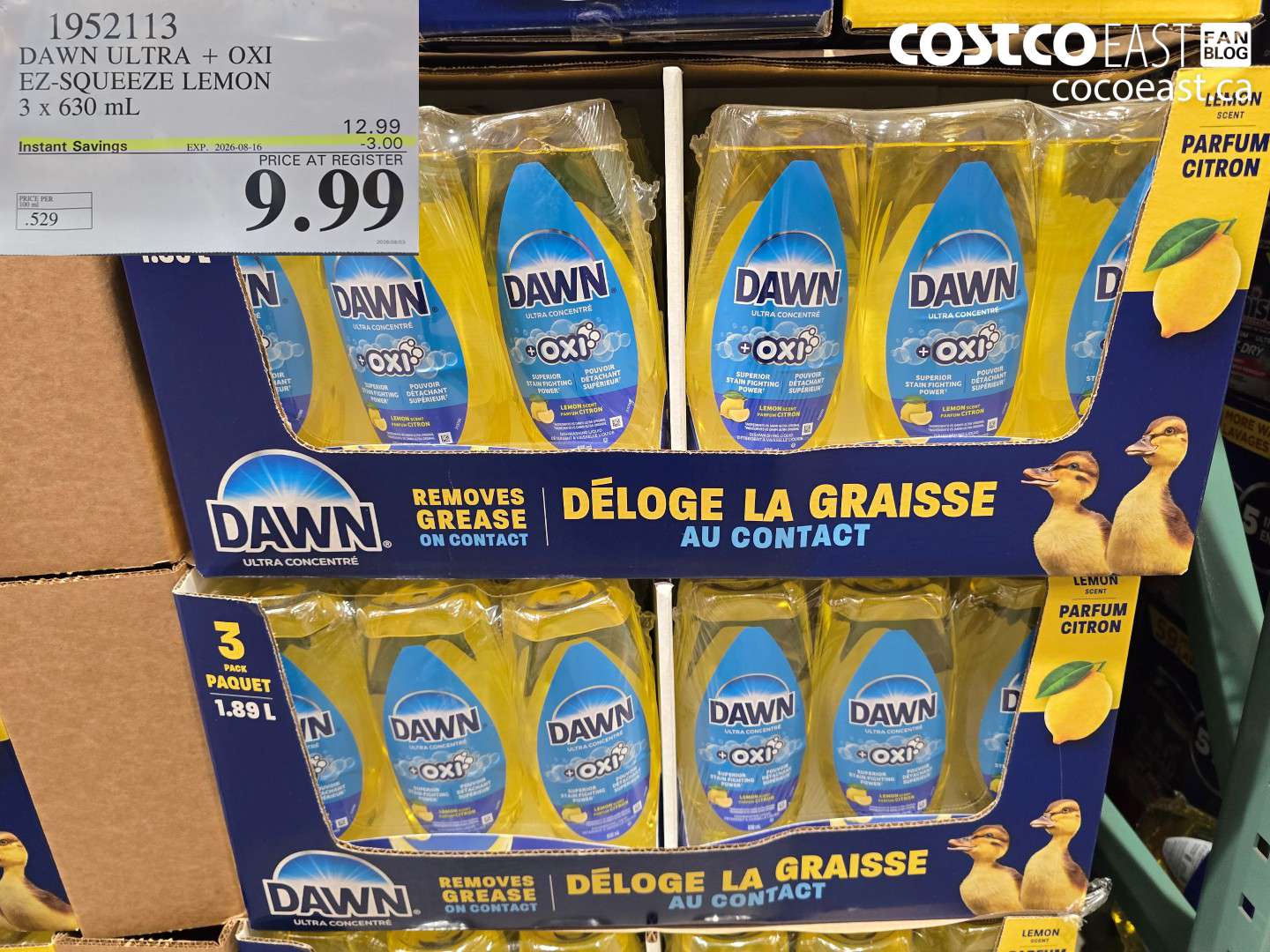 1952113 DAWN ULTRA + OXI EZ-SQUEEZE LEMON 3 X 630 ML ($3.00 INSTANT SAVINGS EXPIRES ON 2026-08-16) $9.99