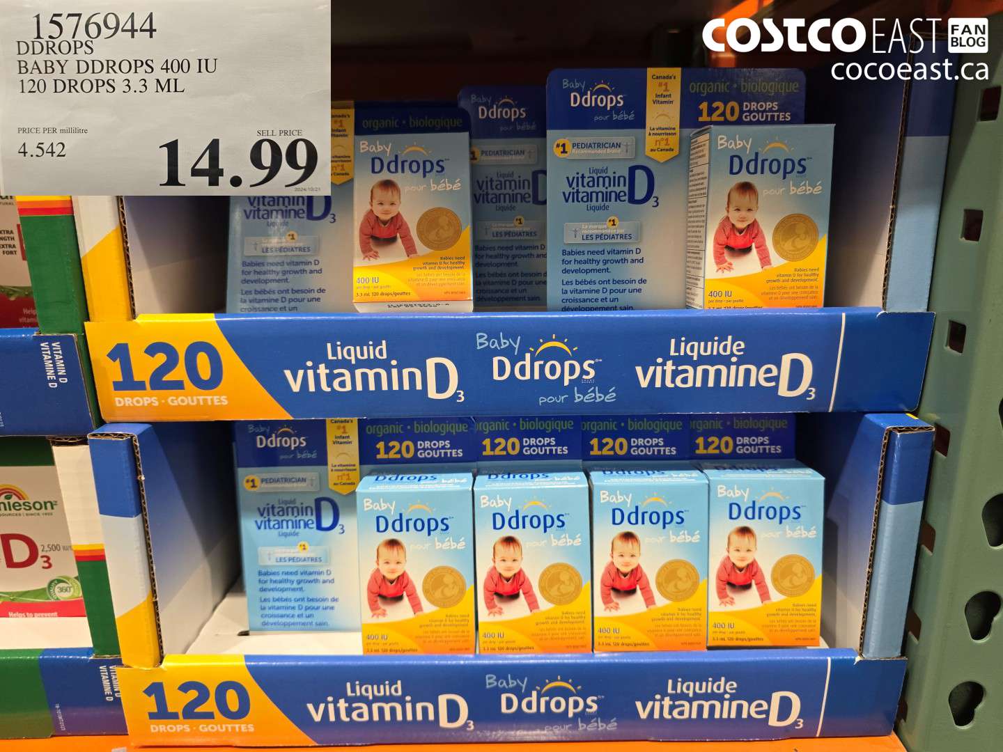 1576944 DDROPS BABY DDROPS 400 IU 120 DROPS 3.3 ML $14.99