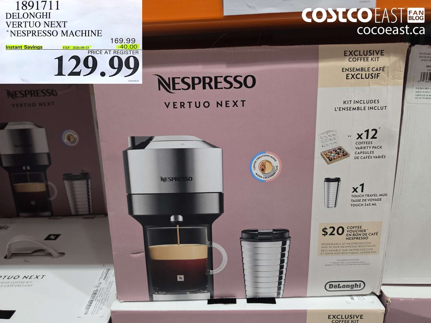 1891711 DELONGHI VERTUO NEXT NESPRESSO MACHINE ($40.00 INSTANT SAVINGS EXPIRES ON 2026-09-13) $129.99