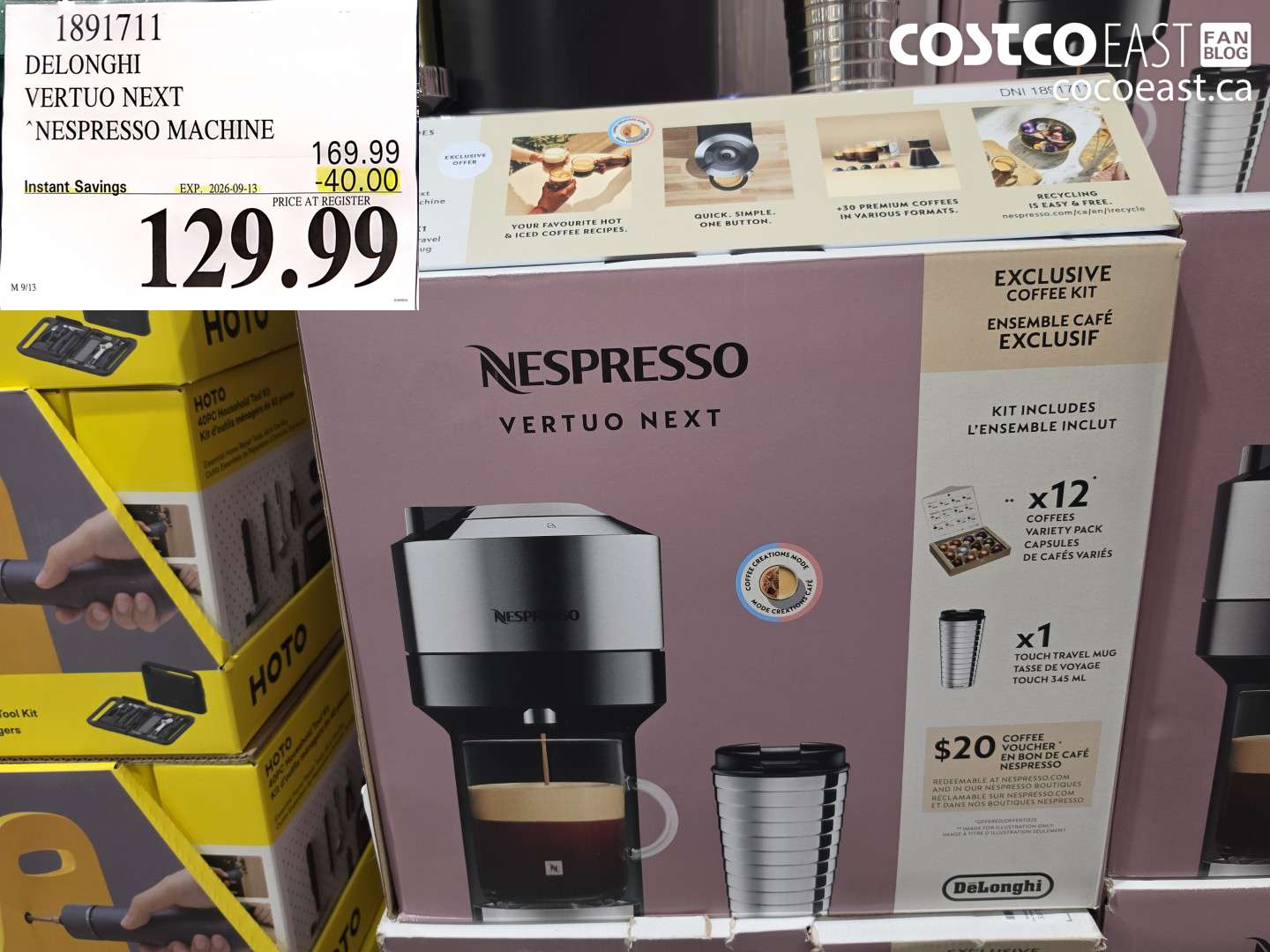 1891711 DELONGHI VERTUO NEXT NESPRESSO MACHINE ($40.00 INSTANT SAVINGS EXPIRES ON 2026-09-13) $129.99