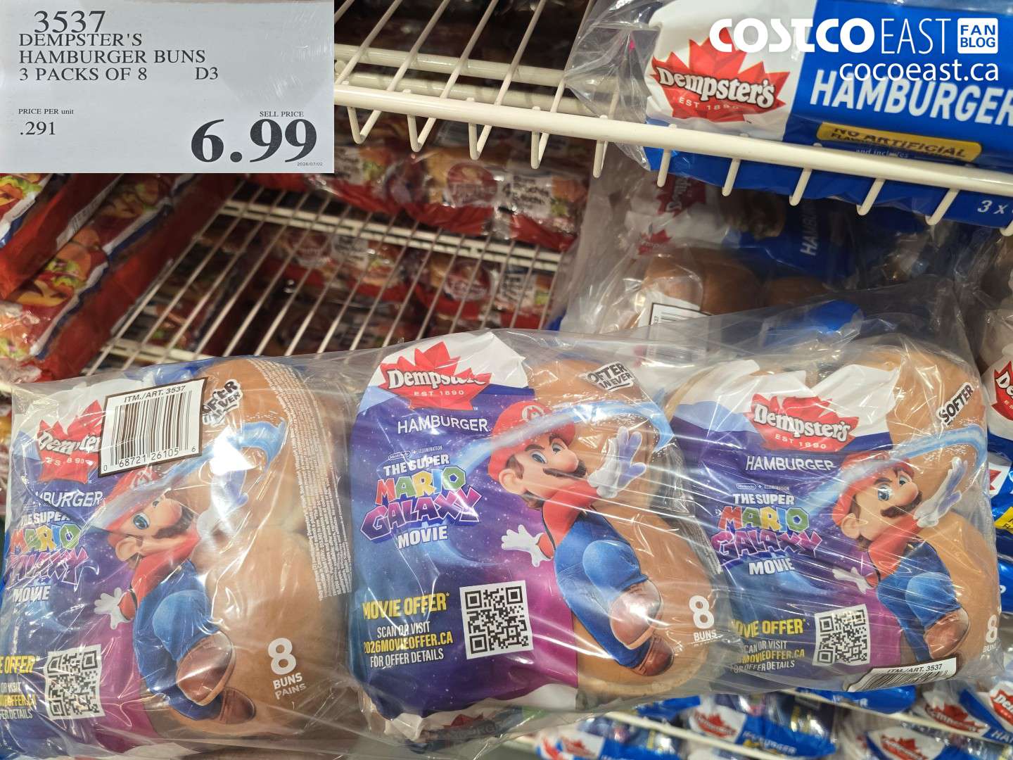 3537 DEMPSTER'S HAMBURGER BUNS 3 PACKS OF 8 $6.99
