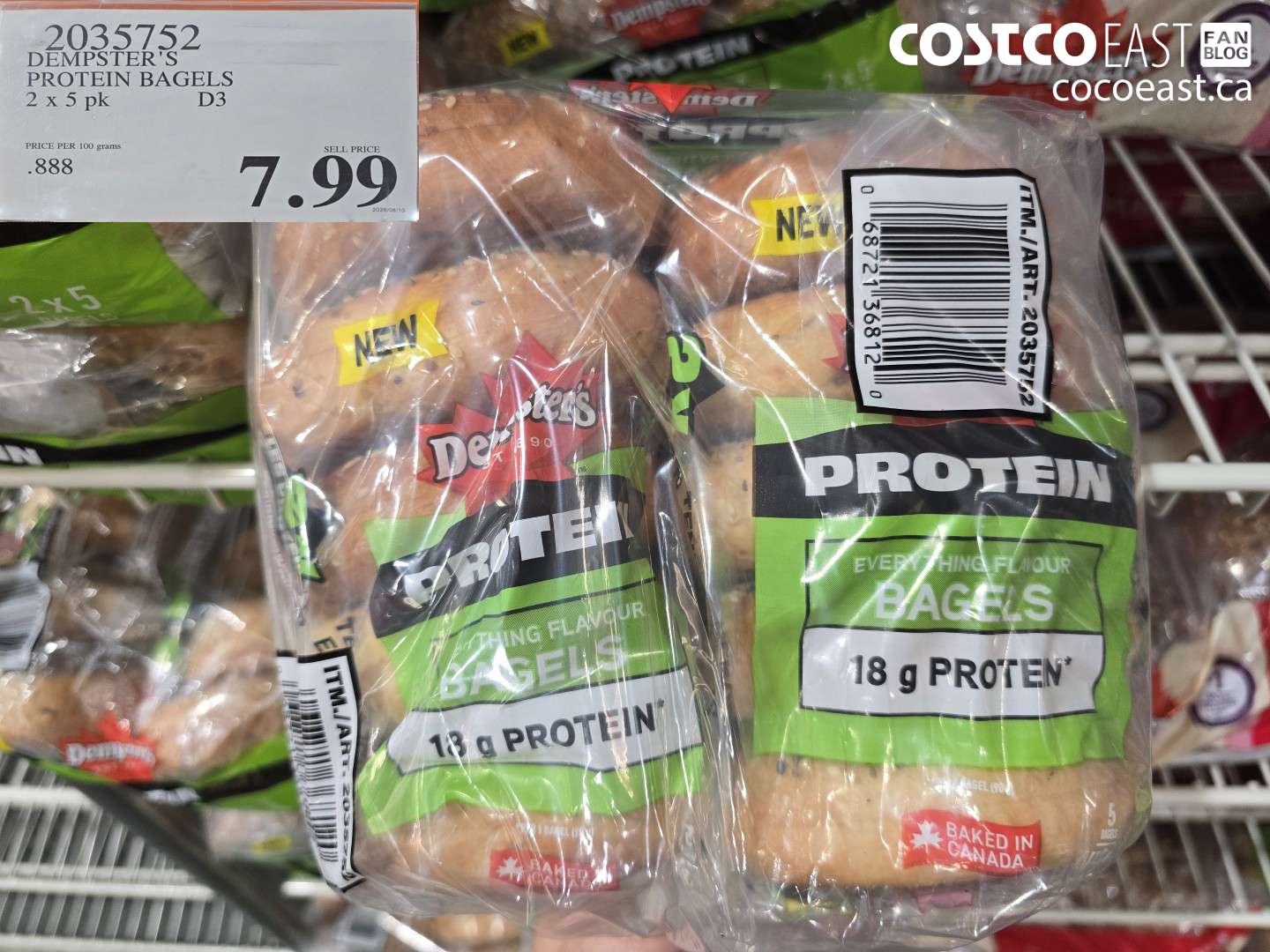 2035752 DEMPSTER'S PROTEIN BAGELS 2 X 5 PK $7.99