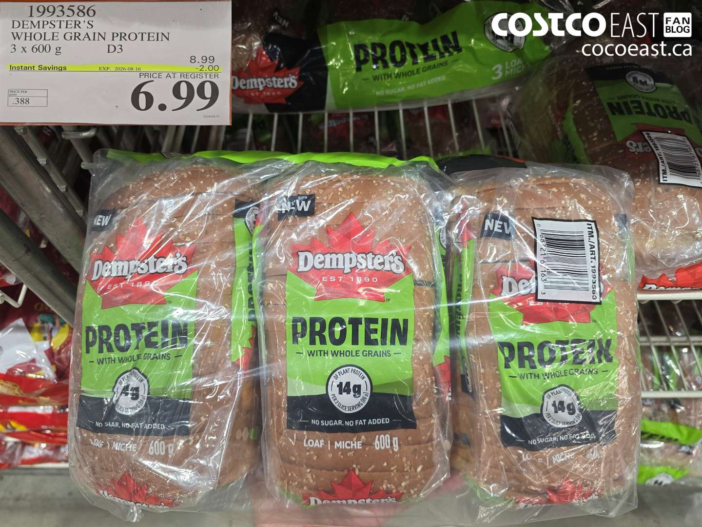 1993586 DEMPSTER'S WHOLE GRAIN PROTEIN 3 X 600 G D3 ($2.00 INSTANT SAVINGS EXPIRES ON 2026-08-16) $6.99