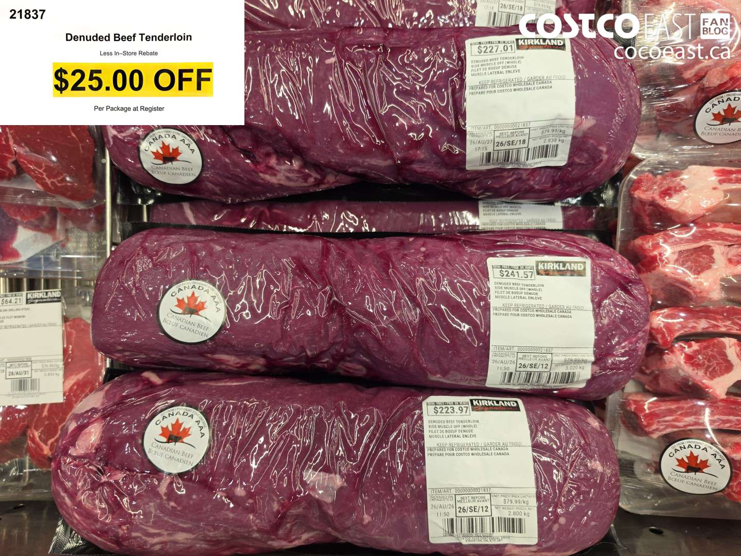 21837 DENUDED BEEF TENDERLOIN ($25.00 INSTANT SAVINGS)