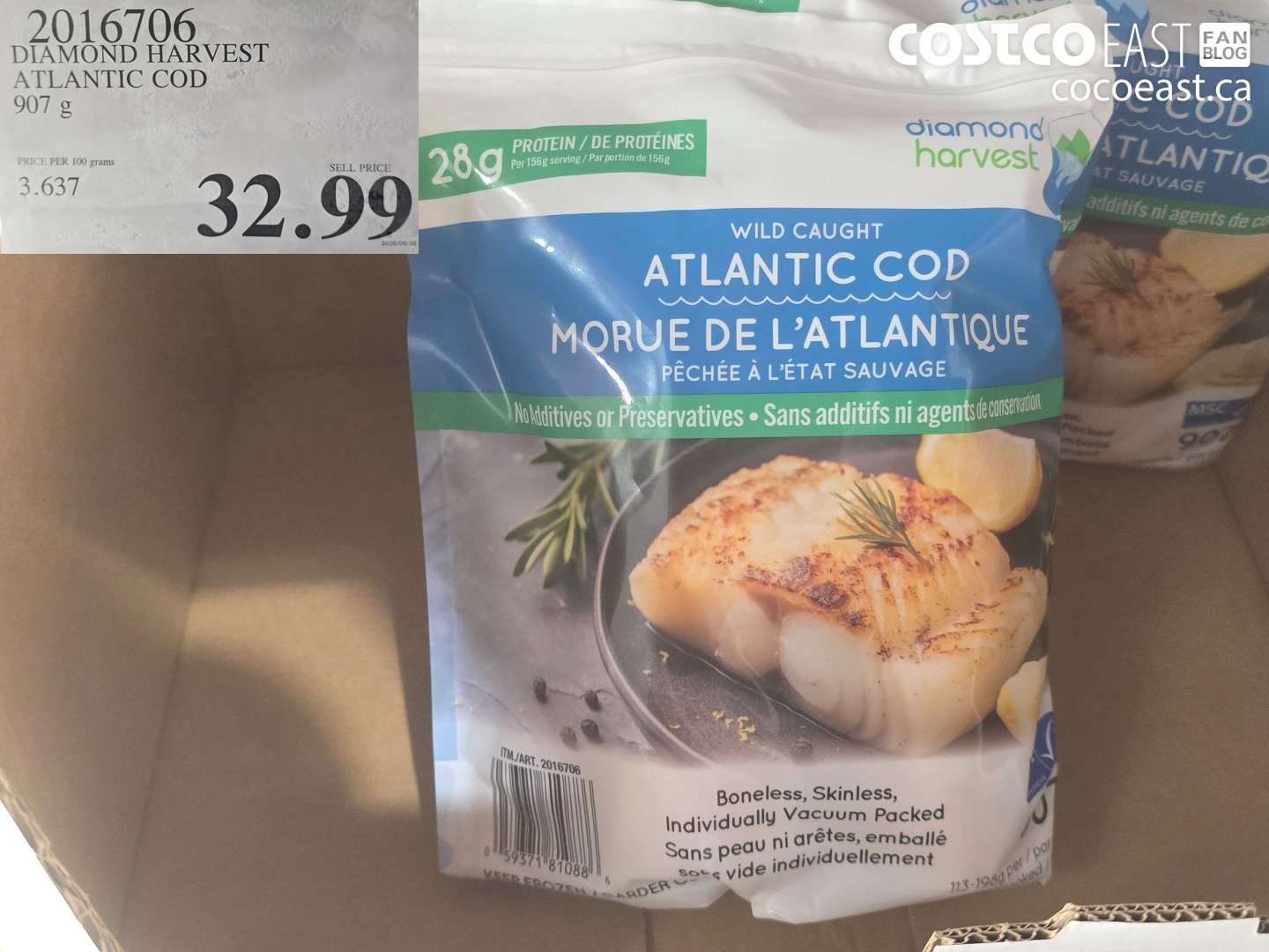 2016706 DIAMOND HARVEST ATLANTIC COD 907 G $32.99