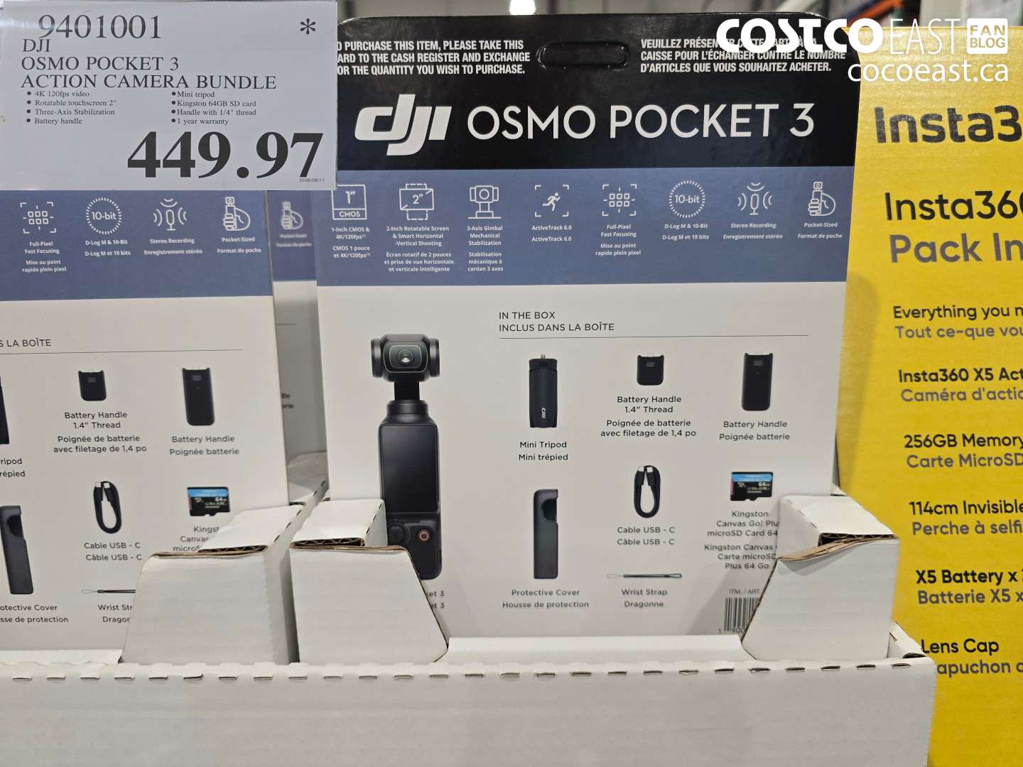 9401001 DJI OSMO POCKET 3 ACTION CAMERA BUNDLE $449.97