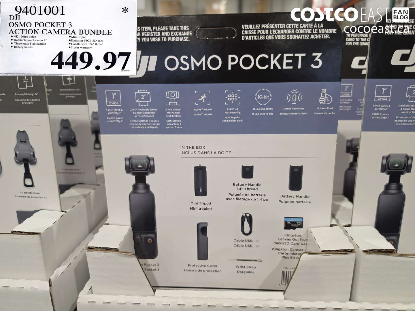9401001 DJI OSMO POCKET 3 ACTION CAMERA BUNDLE $449.97