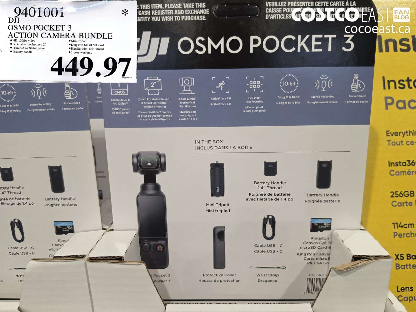 9401001 DJI OSMO POCKET 3 ACTION CAMERA BUNDLE $449.97